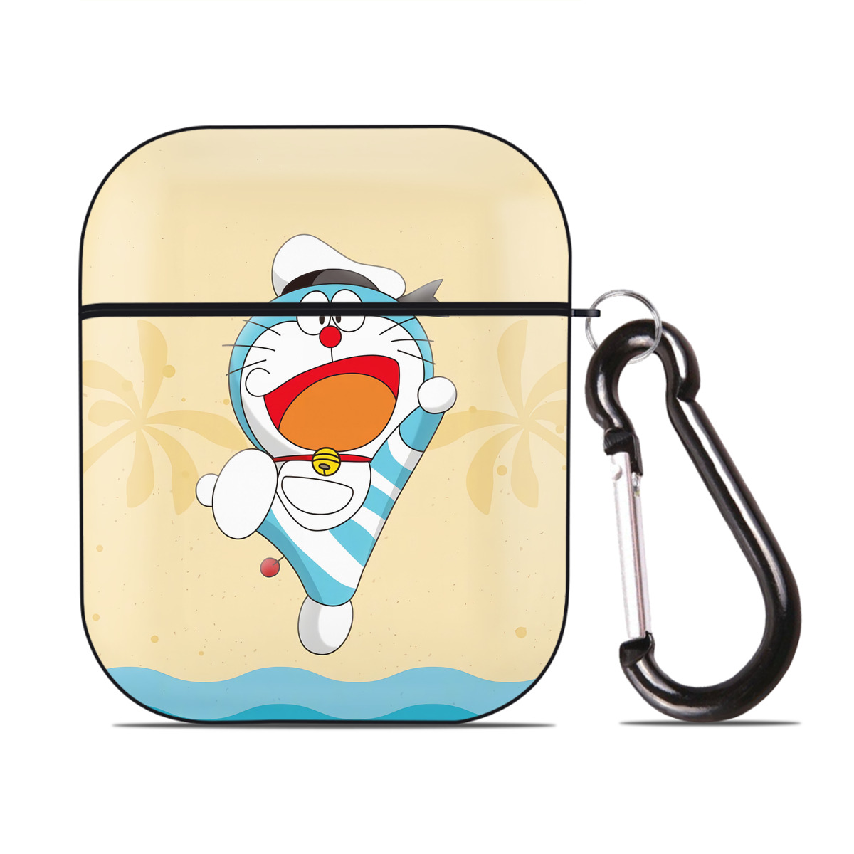 （画像用） ドラえもん Doraemon AirPods 第2世代保護ケース ハードシェル ブラック 耐衝撃・防指紋・カラビナ付き