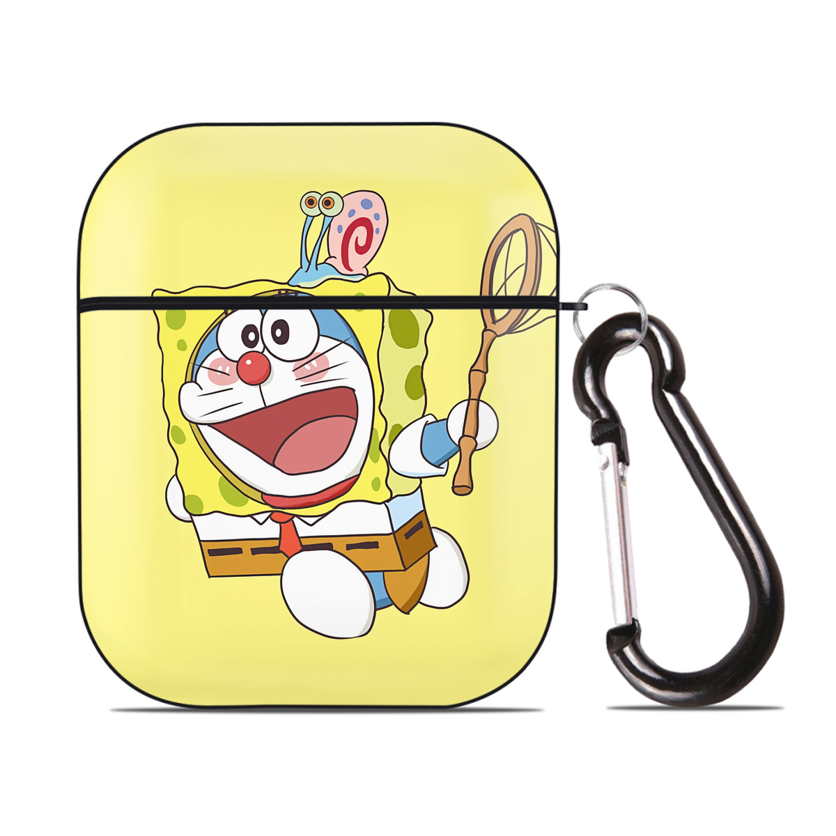 （画像用） ドラえもん Doraemon AirPods 第2世代保護ケース ハードシェル ブラック 耐衝撃・防指紋・カラビナ付き