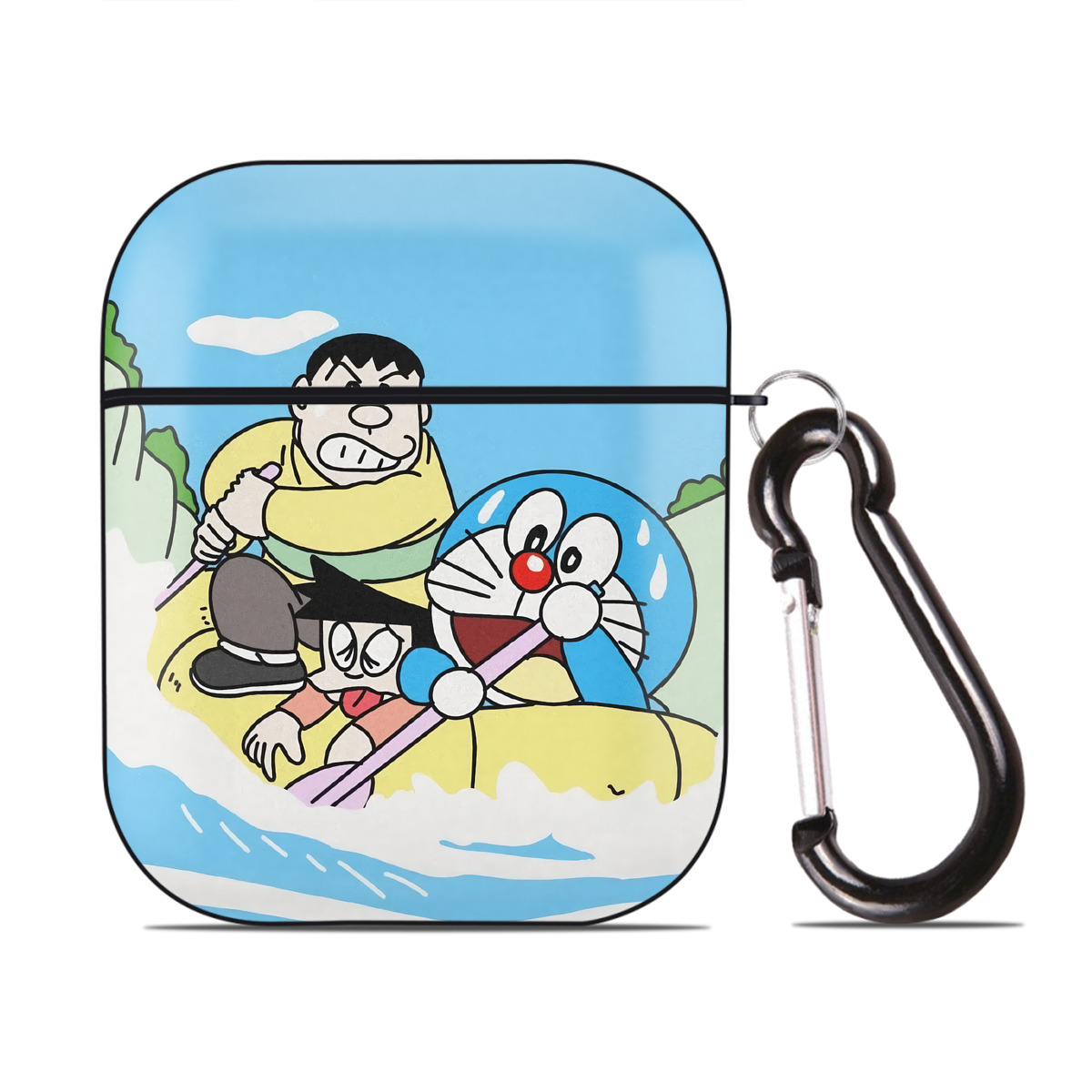 （画像用） ドラえもん Doraemon AirPods 第2世代保護ケース ハードシェル ブラック 耐衝撃・防指紋・カラビナ付き