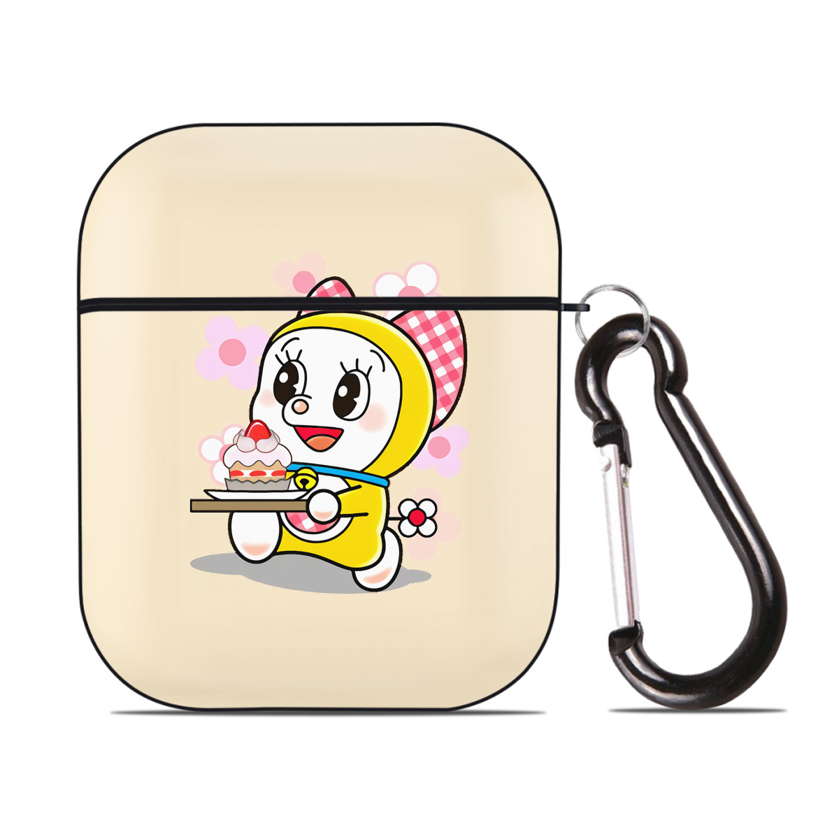 （画像用） ドラえもん Doraemon AirPods 第2世代保護ケース ハードシェル ブラック 耐衝撃・防指紋・カラビナ付き