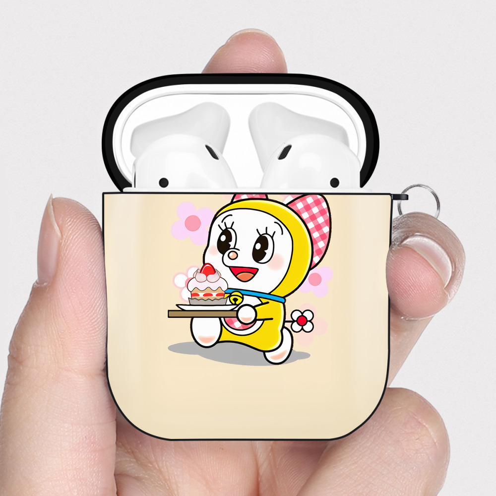 （画像用） ドラえもん Doraemon AirPods 第2世代保護ケース ハードシェル ブラック 耐衝撃・防指紋・カラビナ付き