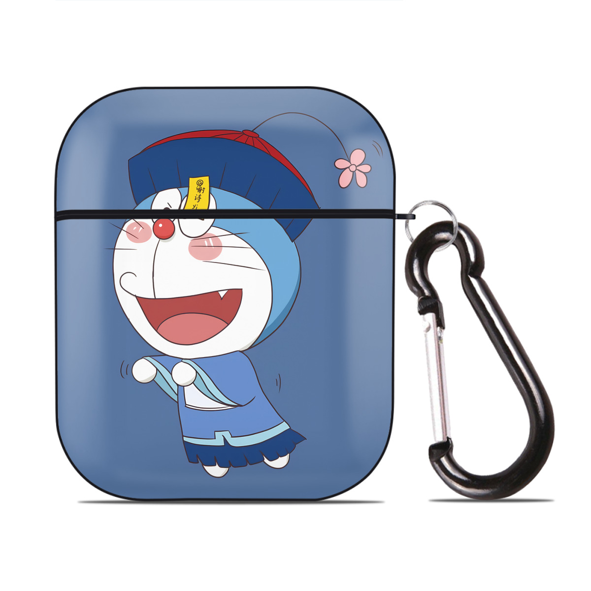 （画像用） ドラえもん Doraemon AirPods 第2世代保護ケース ハードシェル ブラック 耐衝撃・防指紋・カラビナ付き