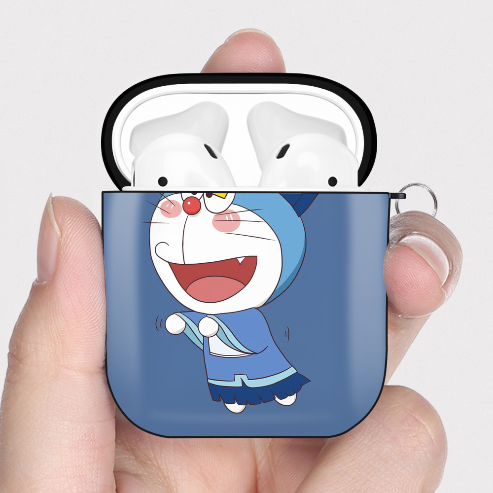 （画像用） ドラえもん Doraemon AirPods 第2世代保護ケース ハードシェル ブラック 耐衝撃・防指紋・カラビナ付き