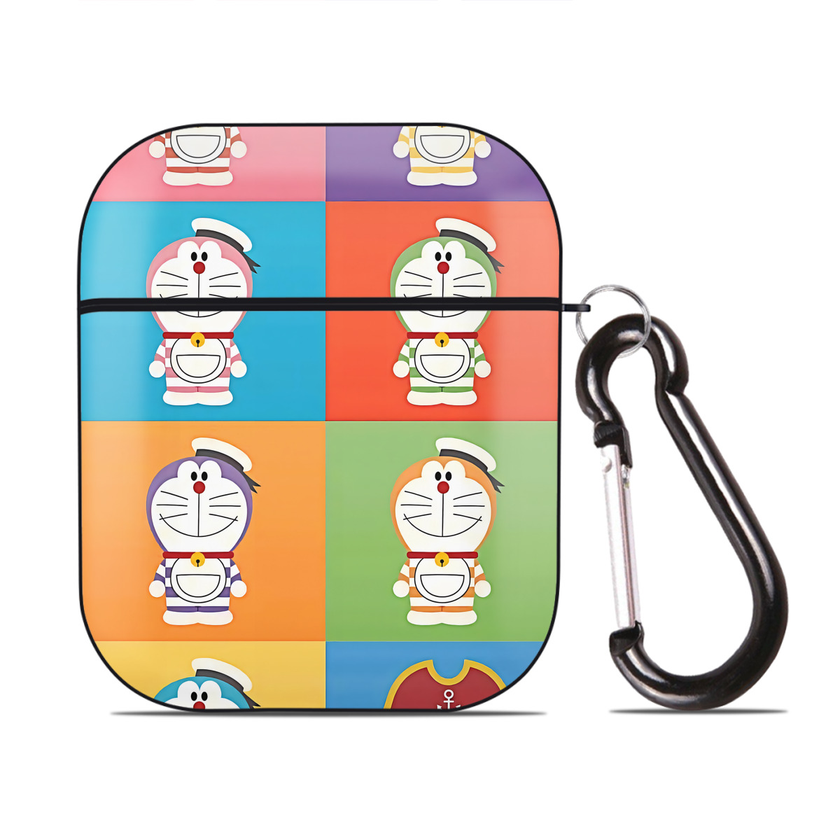 （画像用） ドラえもん Doraemon AirPods 第2世代保護ケース ハードシェル ブラック 耐衝撃・防指紋・カラビナ付き