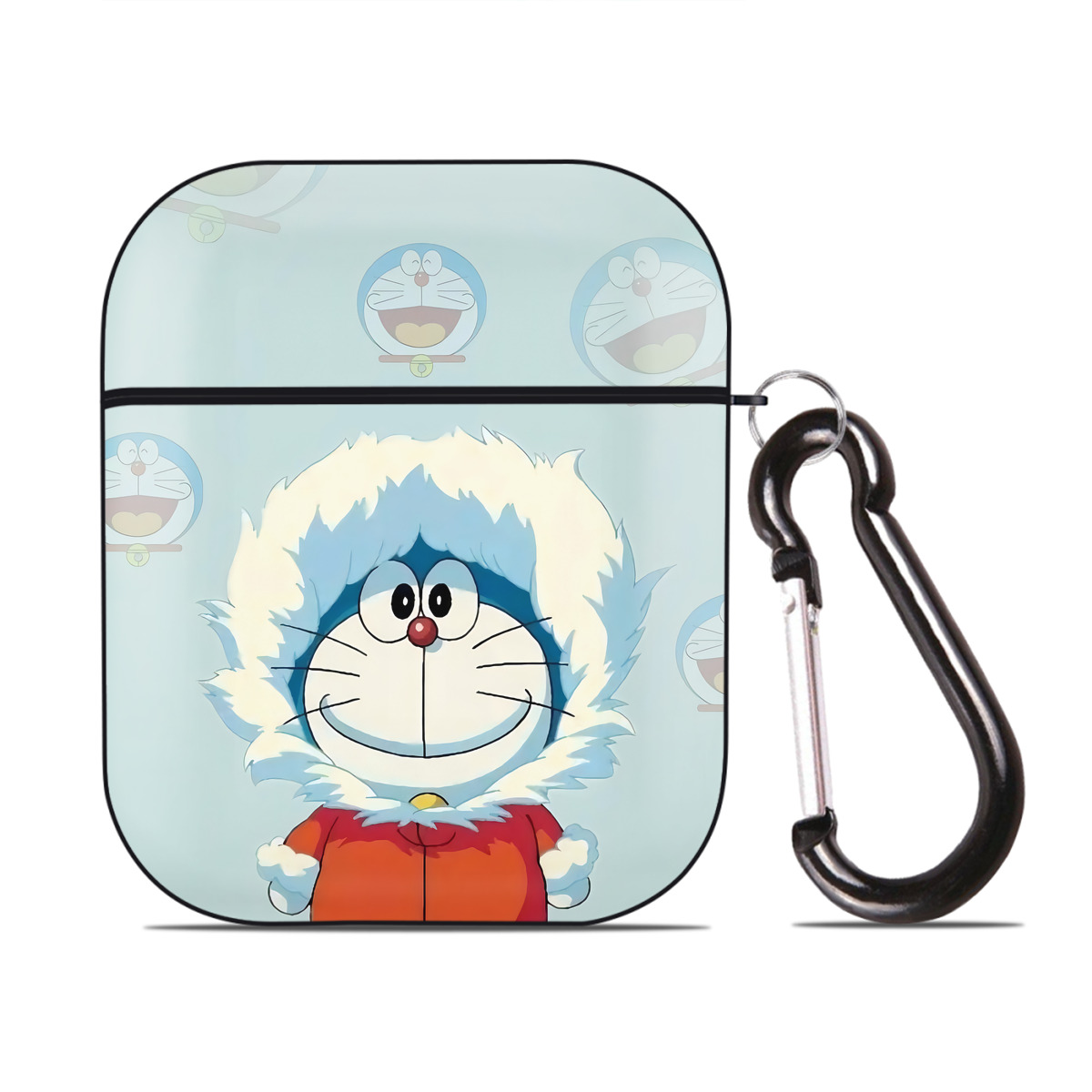 （画像用） ドラえもん Doraemon AirPods 第2世代保護ケース ハードシェル ブラック 耐衝撃・防指紋・カラビナ付き