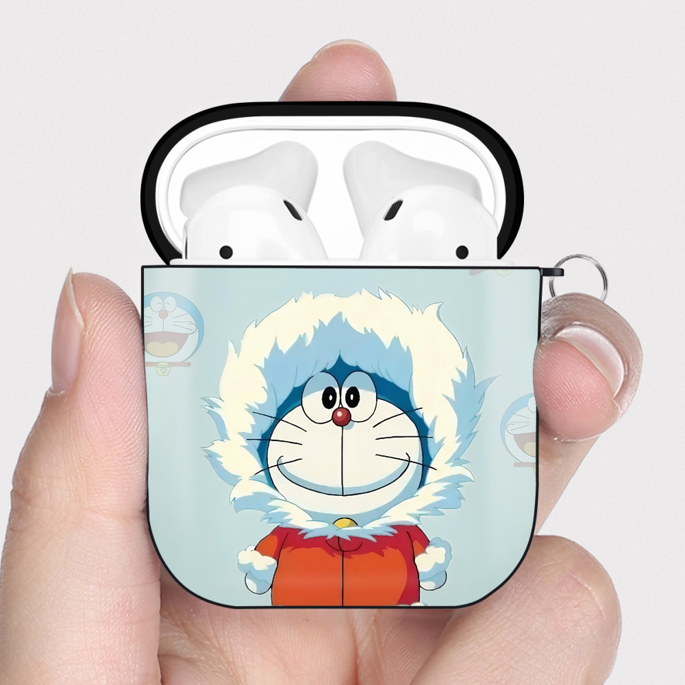 （画像用） ドラえもん Doraemon AirPods 第2世代保護ケース ハードシェル ブラック 耐衝撃・防指紋・カラビナ付き