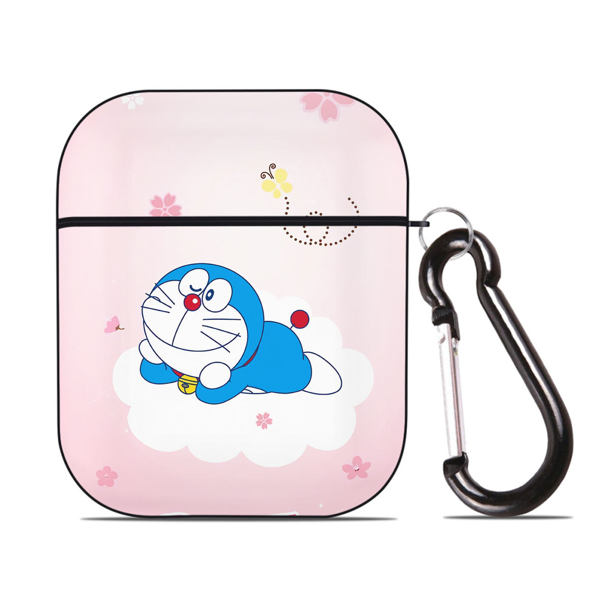 （画像用） ドラえもん Doraemon AirPods 第2世代保護ケース ハードシェル ブラック 耐衝撃・防指紋・カラビナ付き