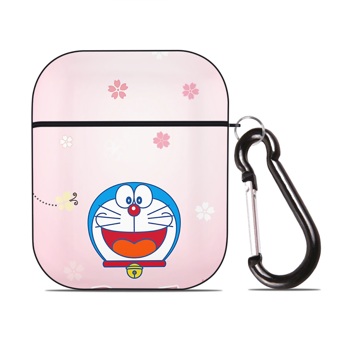 （画像用） ドラえもん Doraemon AirPods 第2世代保護ケース ハードシェル ブラック 耐衝撃・防指紋・カラビナ付き