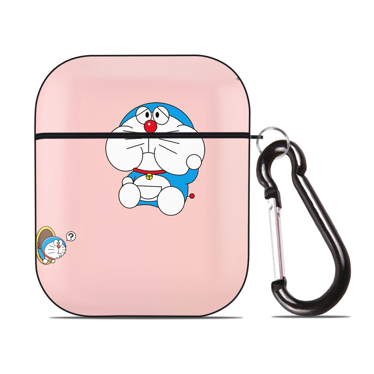 （画像用） ドラえもん Doraemon AirPods 第2世代保護ケース ハードシェル ブラック 耐衝撃・防指紋・カラビナ付き