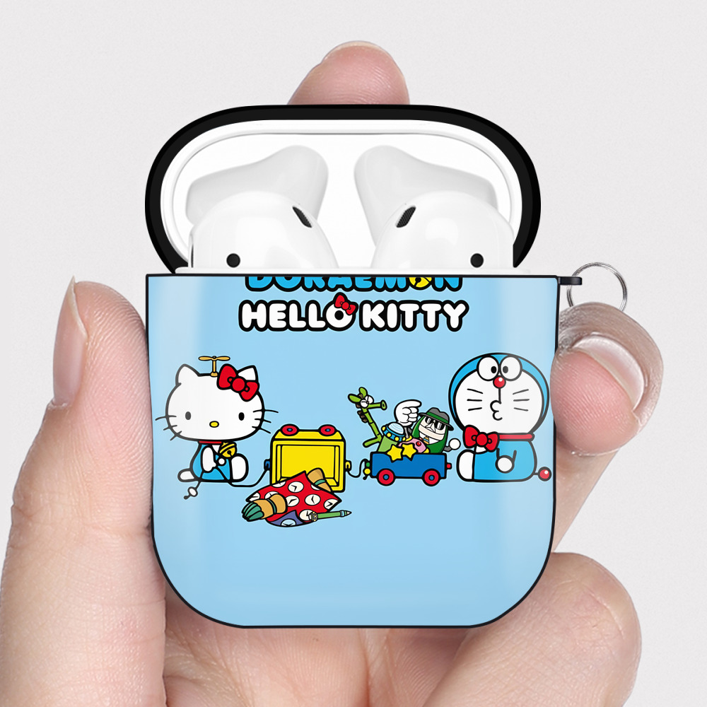 （画像用） ドラえもん Doraemon AirPods 第2世代保護ケース ハードシェル ブラック 耐衝撃・防指紋・カラビナ付き