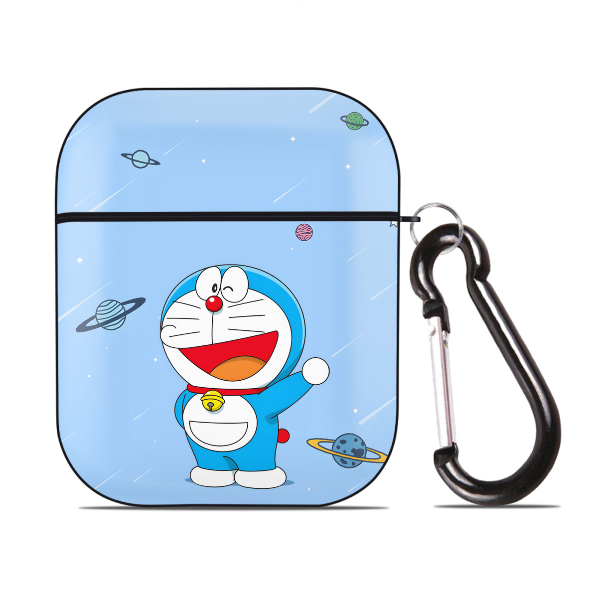 （画像用） ドラえもん Doraemon AirPods 第2世代保護ケース ハードシェル ブラック 耐衝撃・防指紋・カラビナ付き