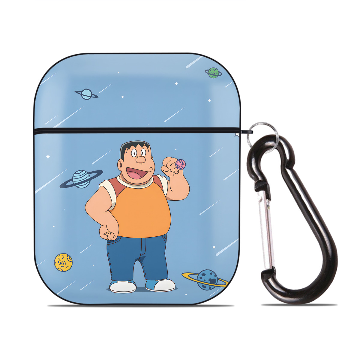 （画像用） ドラえもん Doraemon AirPods 第2世代保護ケース ハードシェル ブラック 耐衝撃・防指紋・カラビナ付き