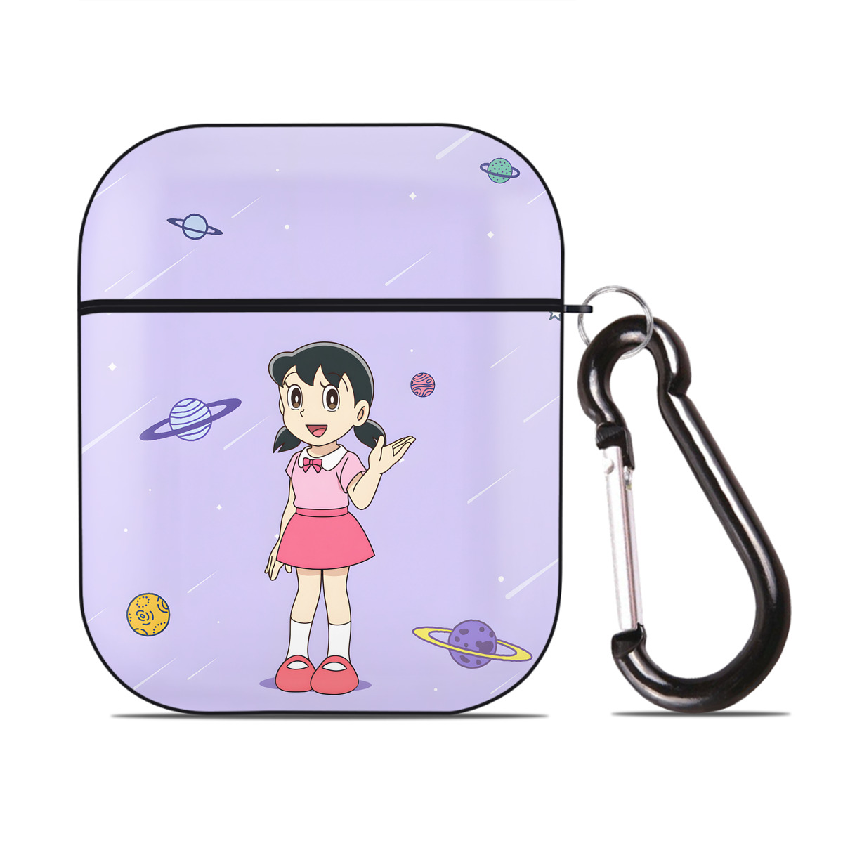 （画像用） ドラえもん Doraemon AirPods 第2世代保護ケース ハードシェル ブラック 耐衝撃・防指紋・カラビナ付き
