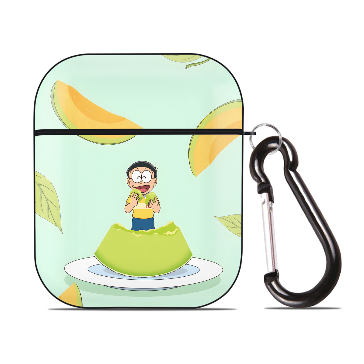 （画像用） ドラえもん Doraemon AirPods 第2世代保護ケース ハードシェル ブラック 耐衝撃・防指紋・カラビナ付き
