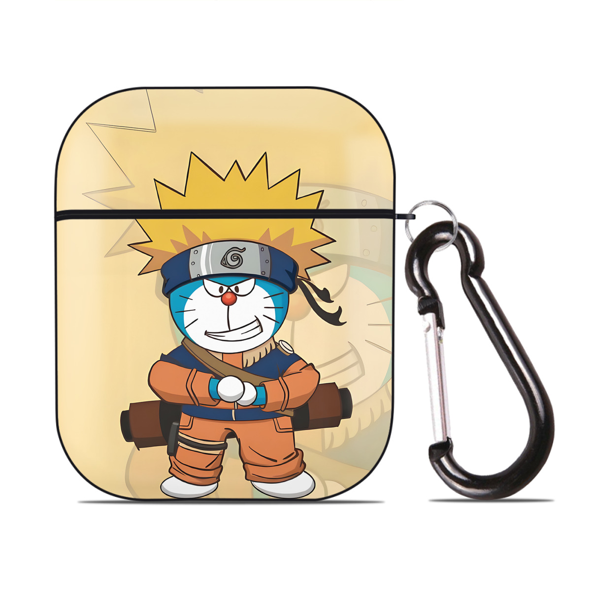 （画像用） ドラえもん Doraemon AirPods 第2世代保護ケース ハードシェル ブラック 耐衝撃・防指紋・カラビナ付き