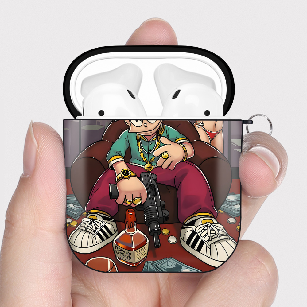（画像用） ドラえもん Doraemon AirPods 第2世代保護ケース ハードシェル ブラック 耐衝撃・防指紋・カラビナ付き