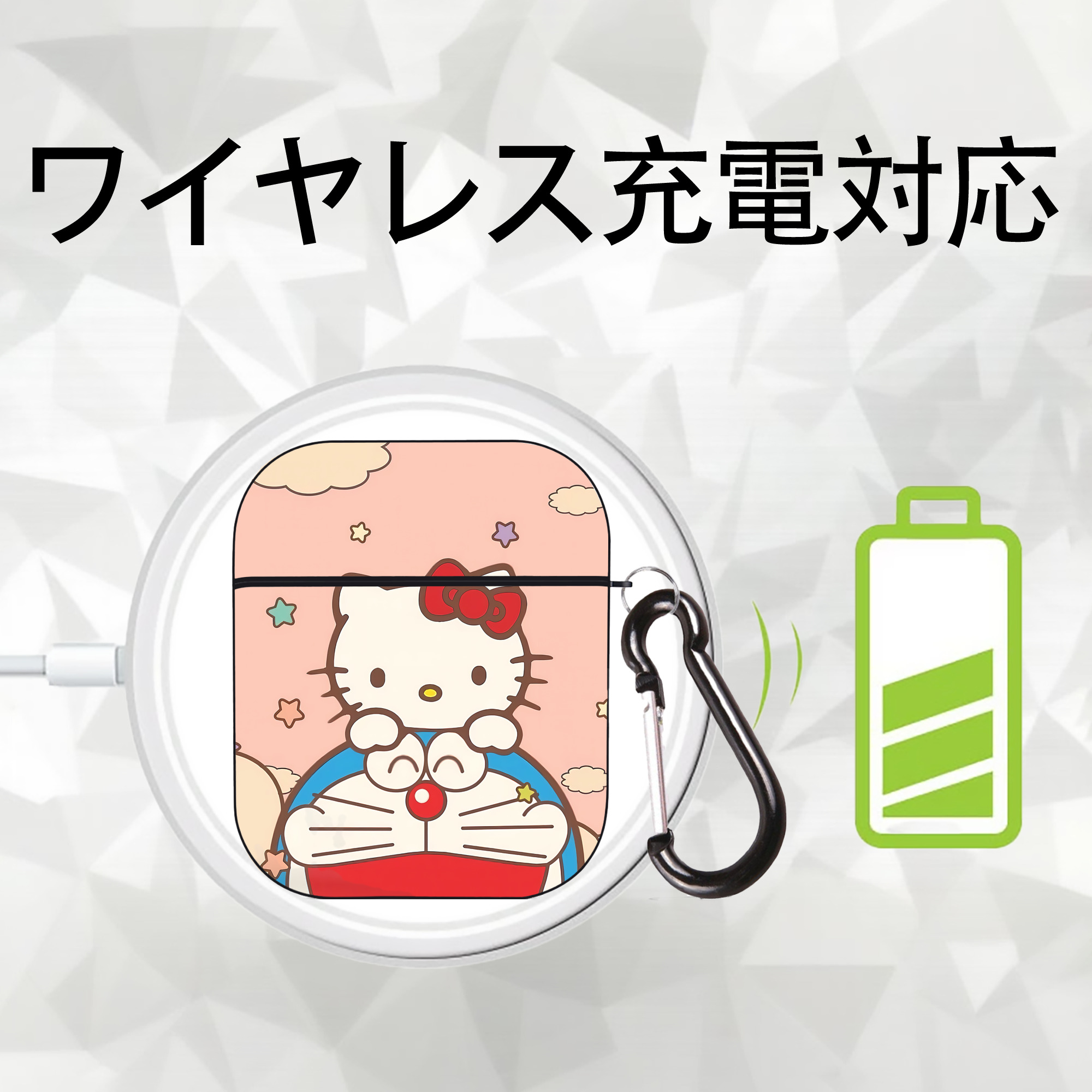 ドラえもん Doraemon AirPods 第2世代保護ケース ハードシェル ブラック 耐衝撃・防指紋・カラビナ付き