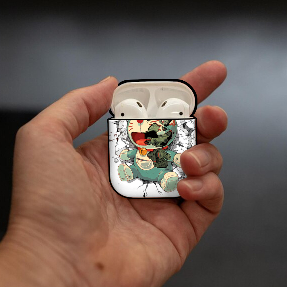 ドラえもん Doraemon AirPods 第2世代保護ケース ハードシェル ブラック 耐衝撃・防指紋・カラビナ付き