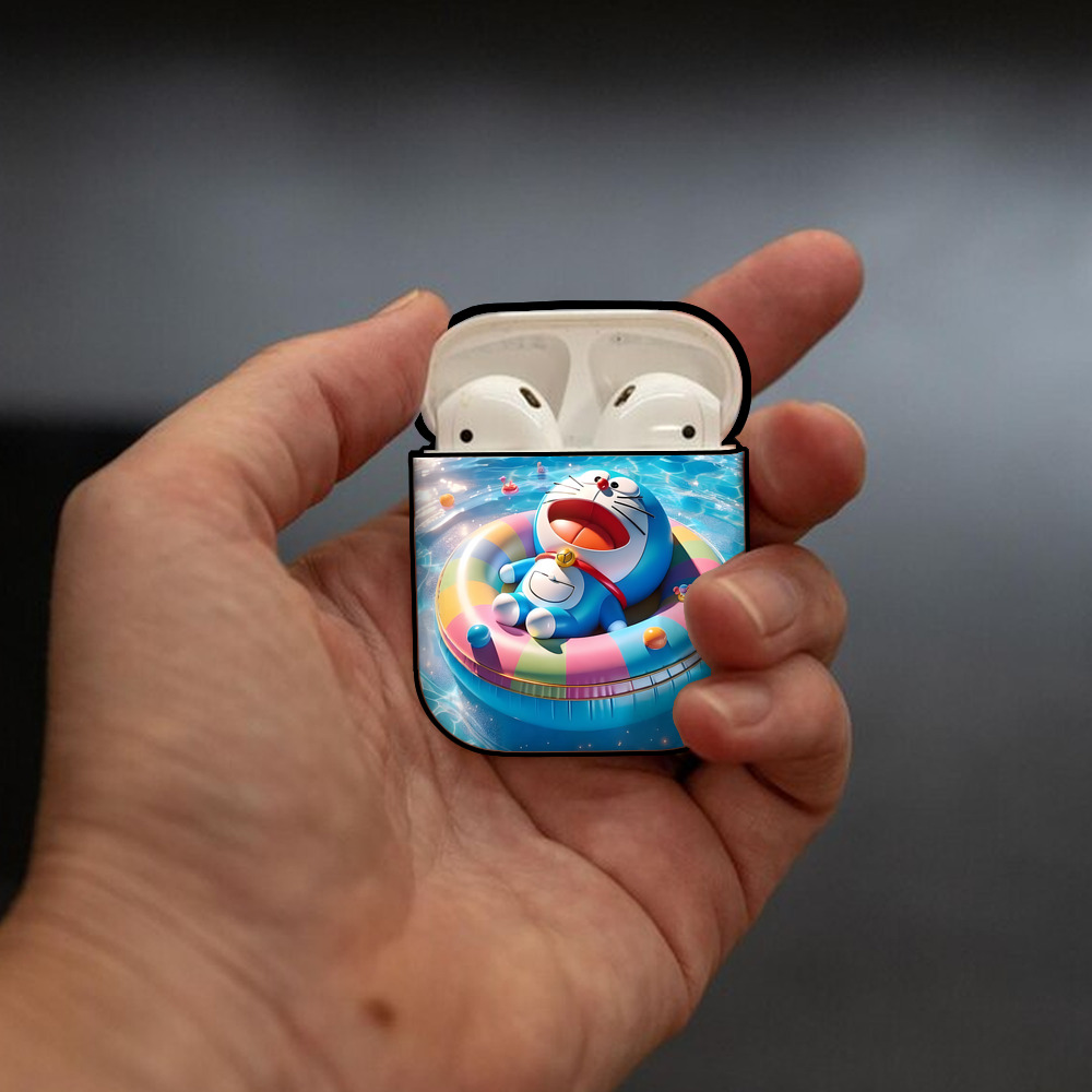 ドラえもん Doraemon AirPods 第2世代保護ケース ハードシェル ブラック 耐衝撃・防指紋・カラビナ付き