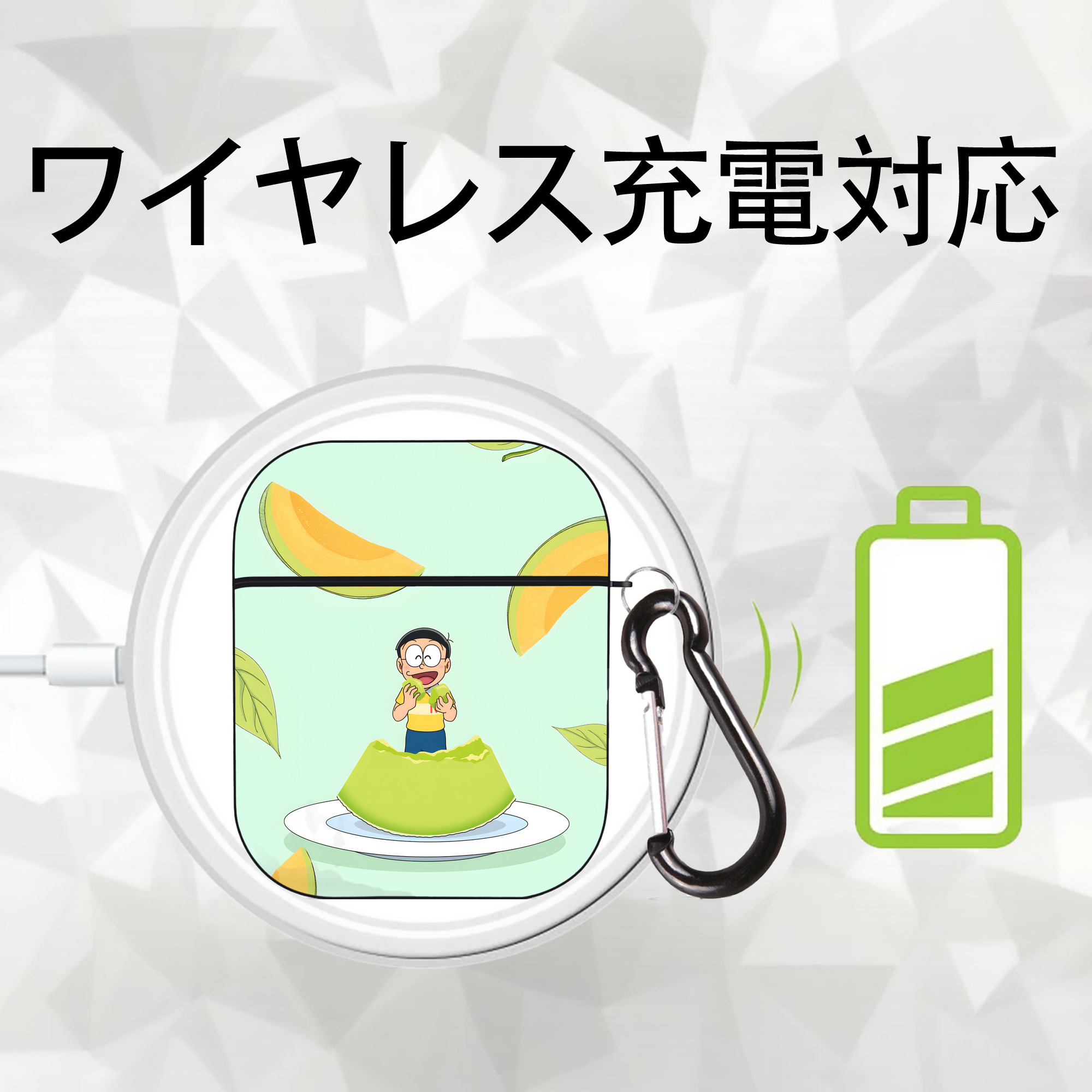 ドラえもん Doraemon AirPods 第2世代保護ケース ハードシェル ブラック 耐衝撃・防指紋・カラビナ付き