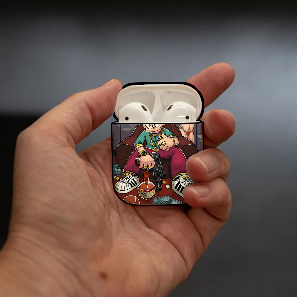 ドラえもん Doraemon AirPods 第2世代保護ケース ハードシェル ブラック 耐衝撃・防指紋・カラビナ付き