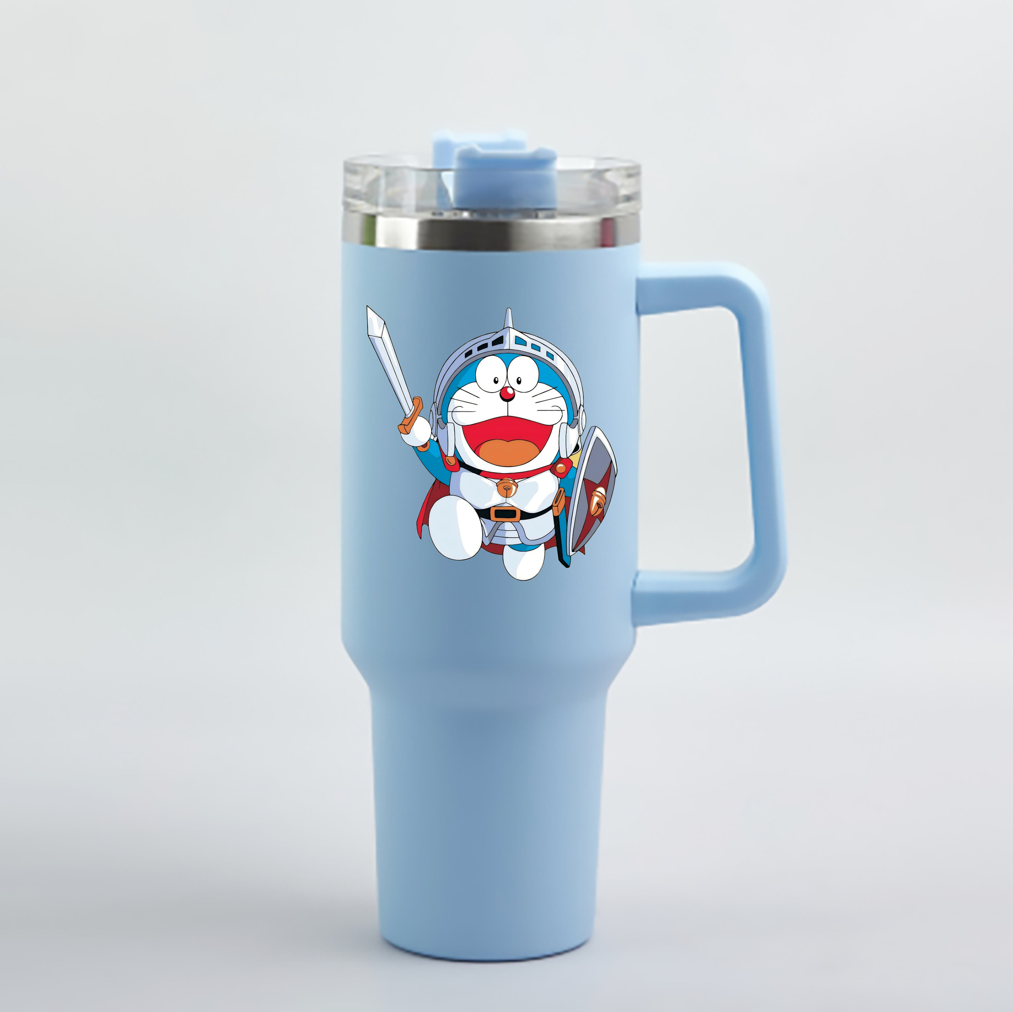 （画像用） ドラえもん Doraemon 1200mL車用タンブラー - クリスタルステッカー（プラスチックストロー付き）