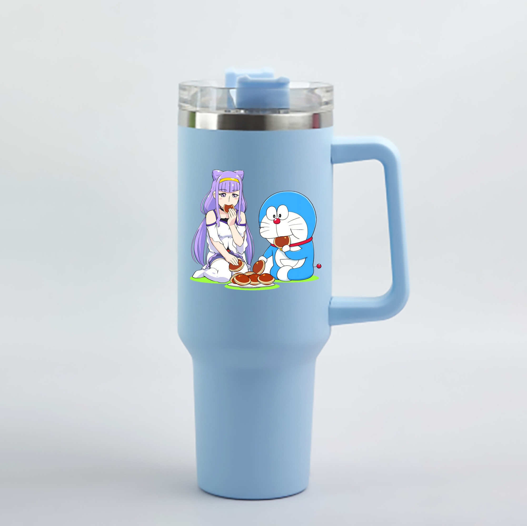 （画像用） ドラえもん Doraemon 1200mL車用タンブラー - クリスタルステッカー（プラスチックストロー付き）