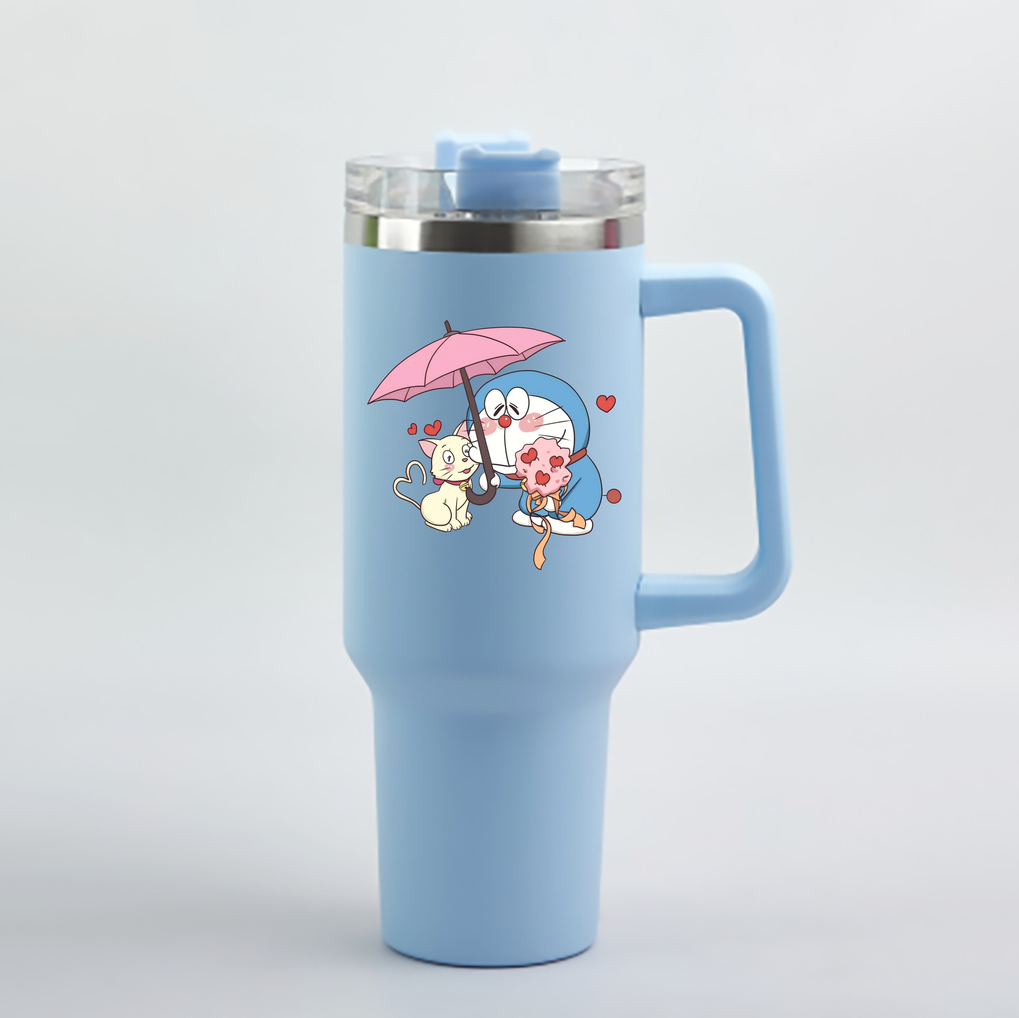（画像用） ドラえもん Doraemon 1200mL車用タンブラー - クリスタルステッカー（プラスチックストロー付き）
