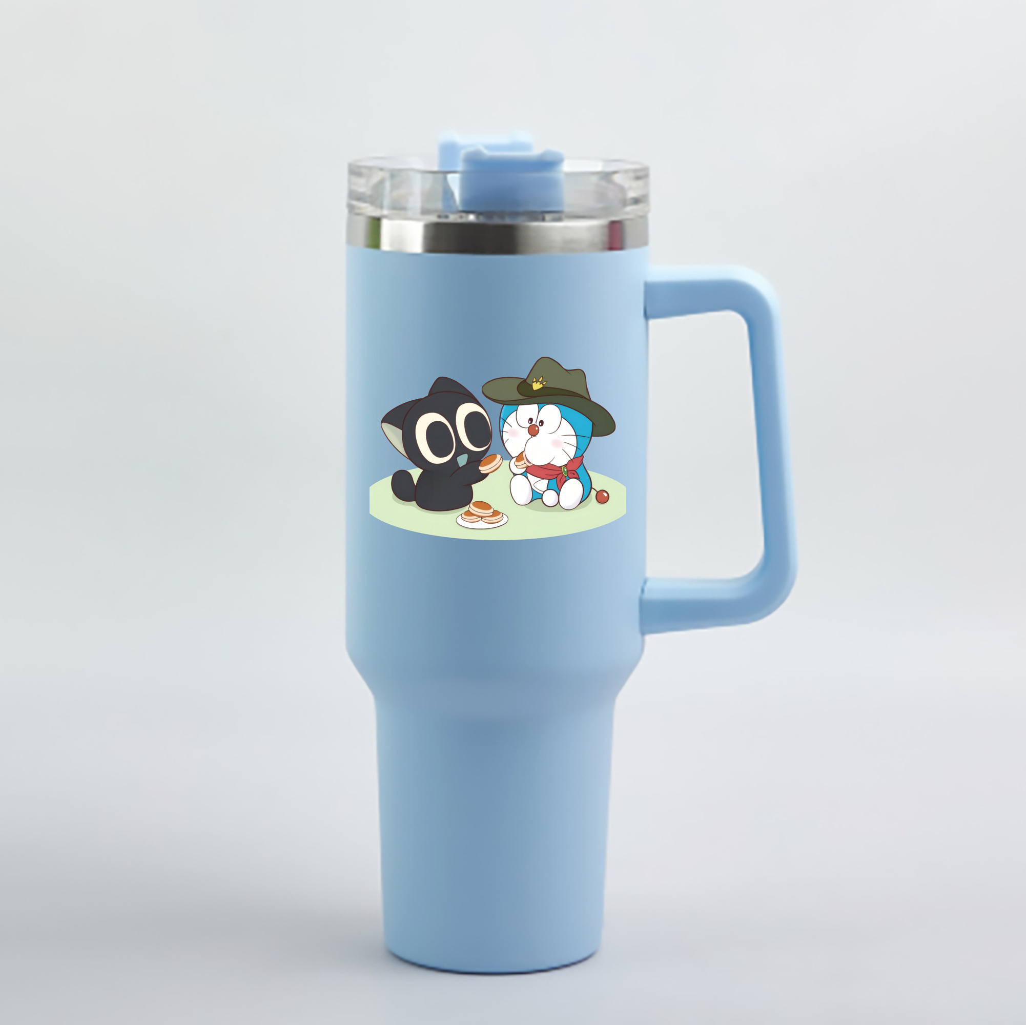 （画像用） ドラえもん Doraemon 1200mL車用タンブラー - クリスタルステッカー（プラスチックストロー付き）
