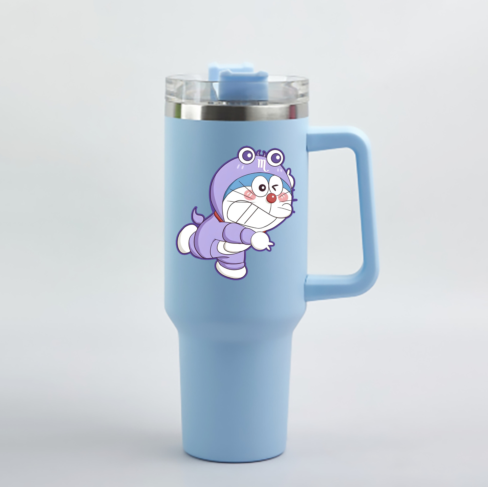 （画像用） ドラえもん Doraemon 1200mL車用タンブラー - クリスタルステッカー（プラスチックストロー付き）