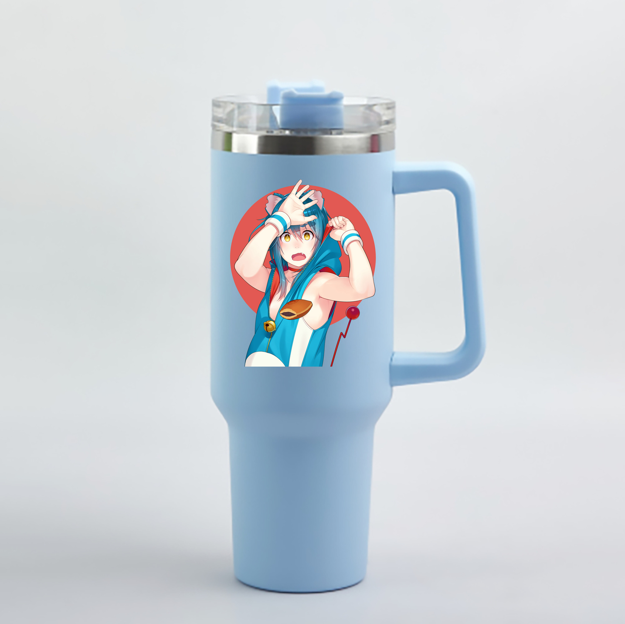 （画像用） ドラえもん Doraemon 1200mL車用タンブラー - クリスタルステッカー（プラスチックストロー付き）