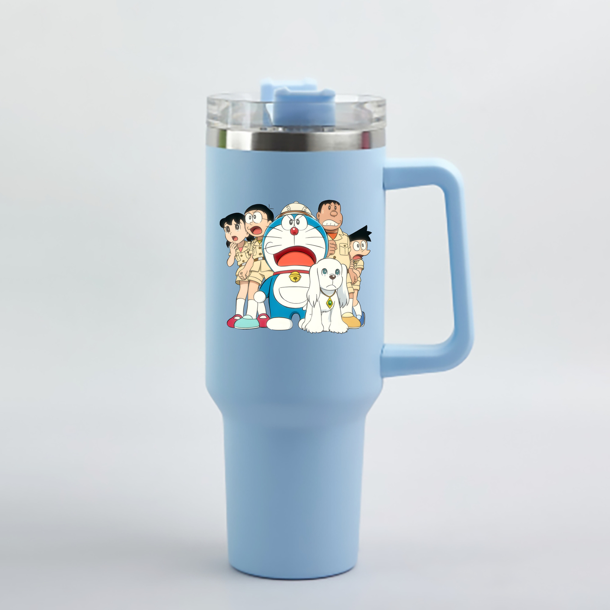 （画像用） ドラえもん Doraemon 1200mL車用タンブラー - クリスタルステッカー（プラスチックストロー付き）