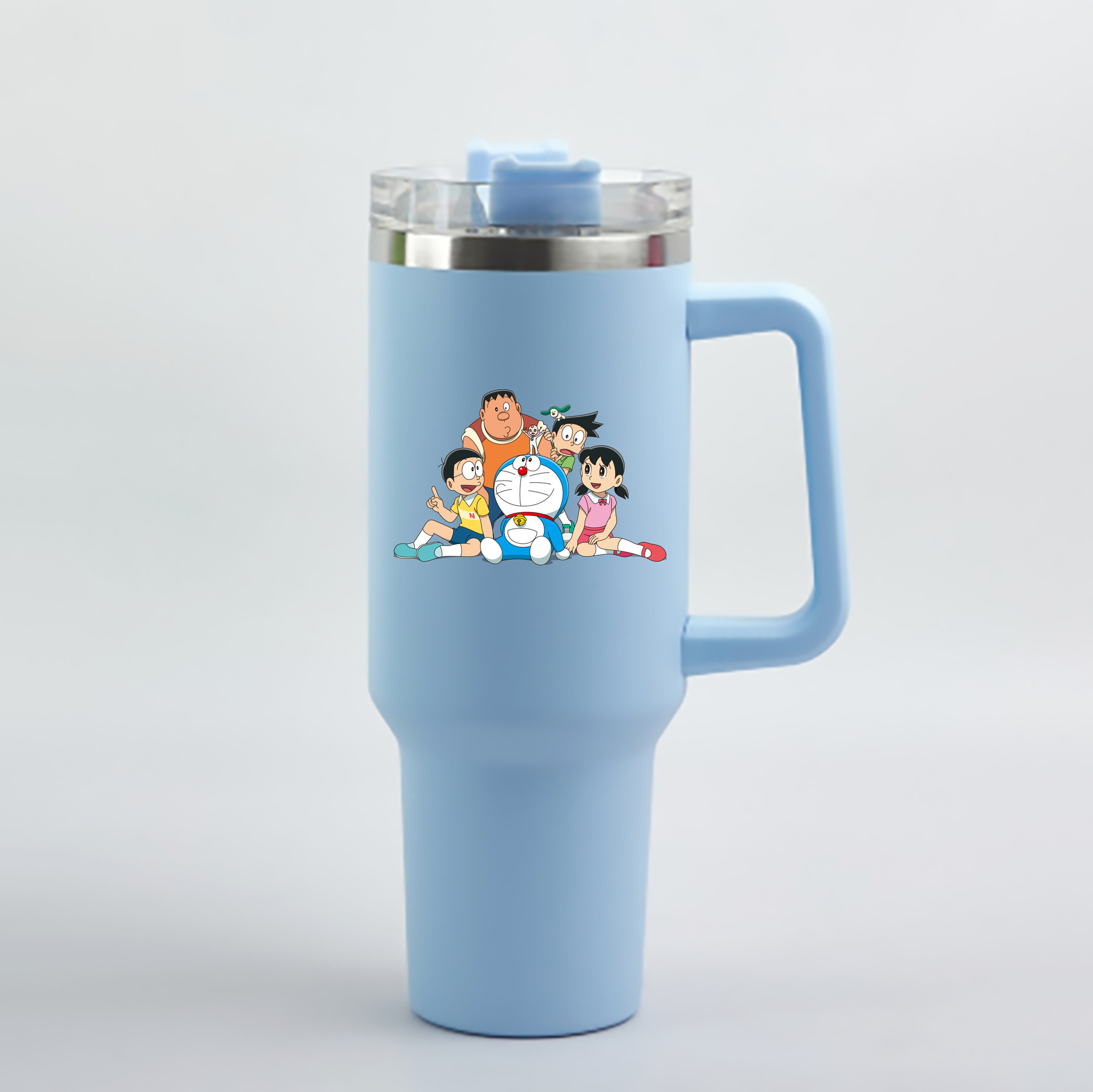 （画像用） ドラえもん Doraemon 1200mL車用タンブラー - クリスタルステッカー（プラスチックストロー付き）