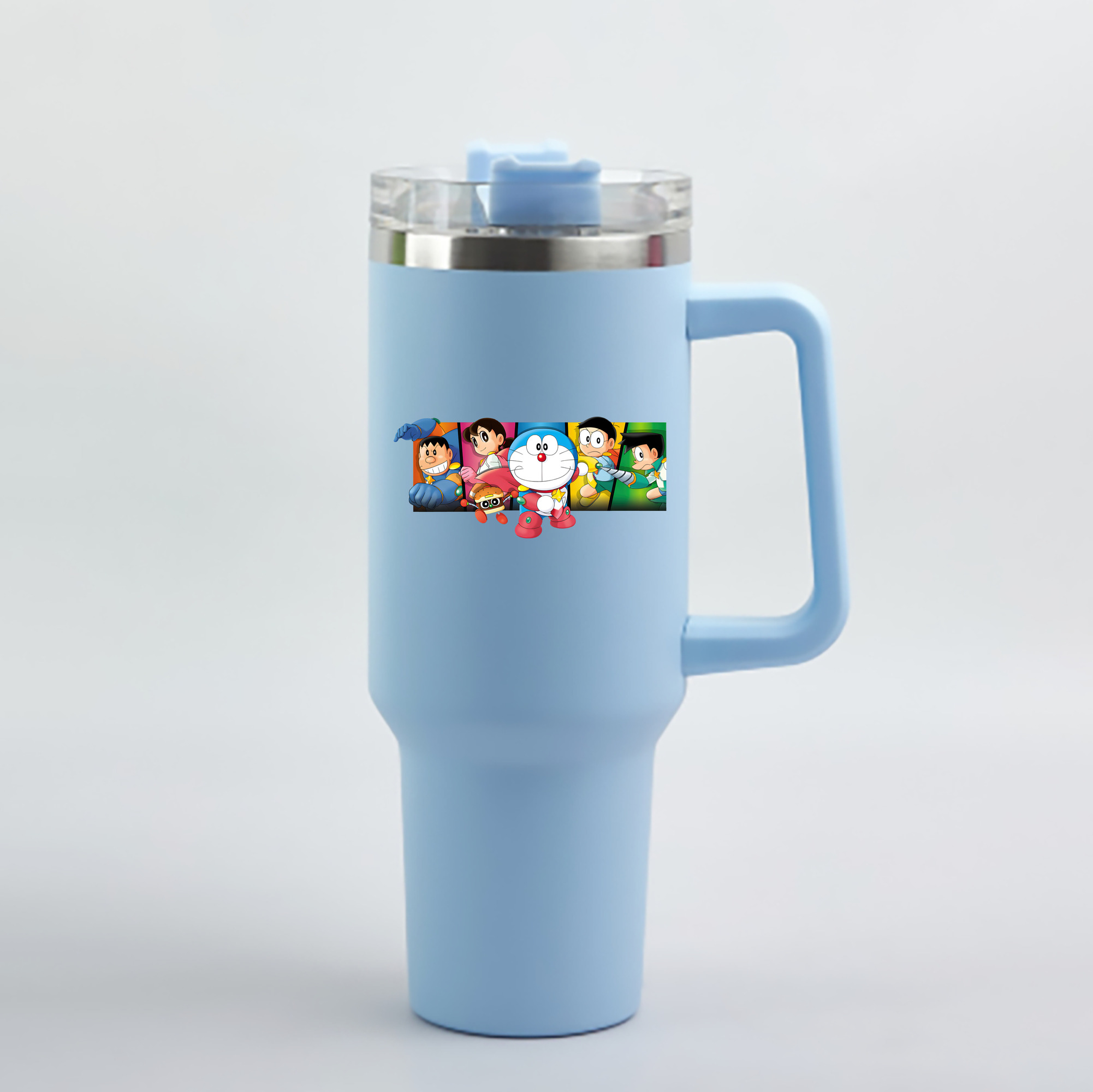 （画像用） ドラえもん Doraemon 1200mL車用タンブラー - クリスタルステッカー（プラスチックストロー付き）