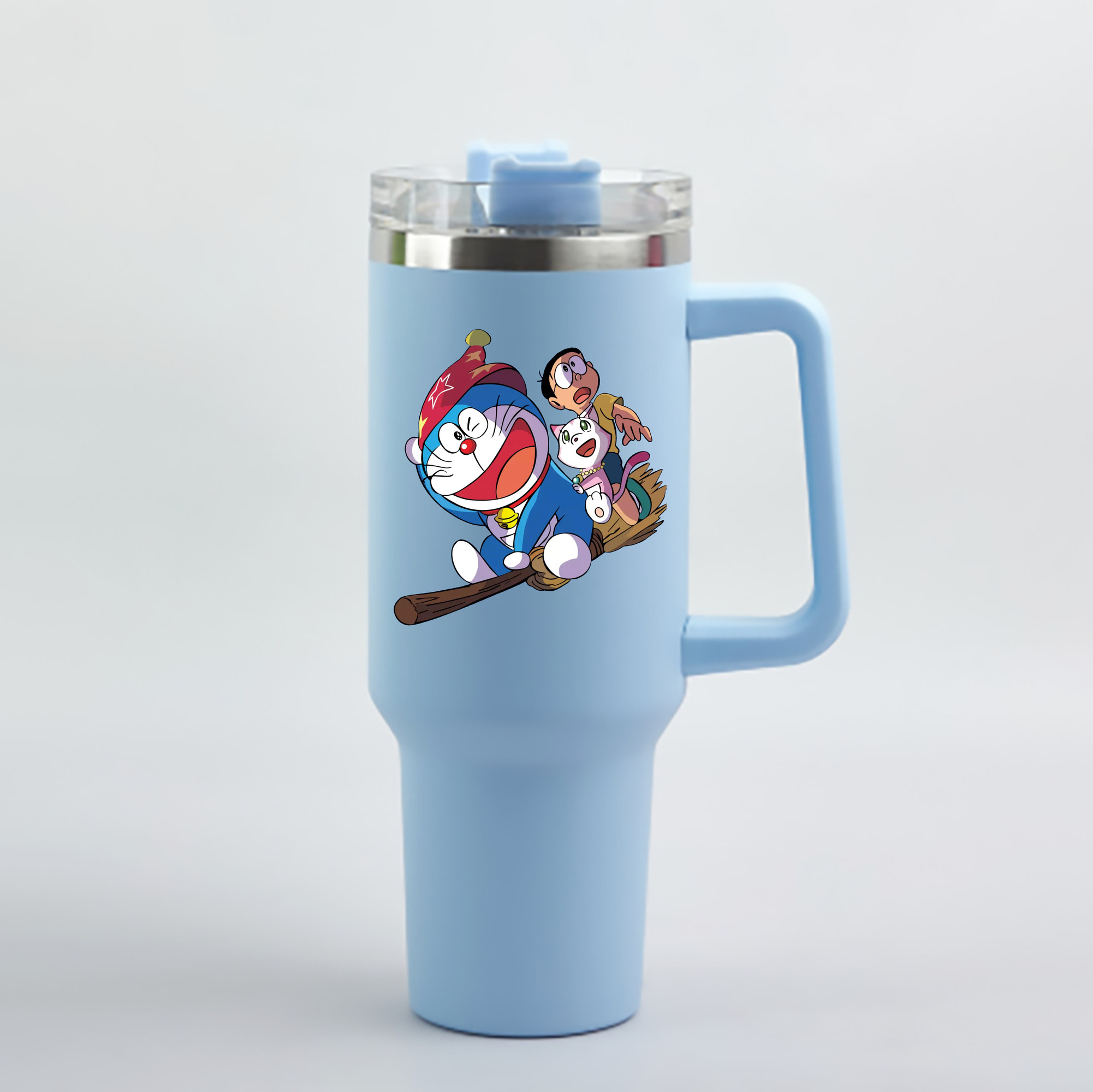 （画像用） ドラえもん Doraemon 1200mL車用タンブラー - クリスタルステッカー（プラスチックストロー付き）
