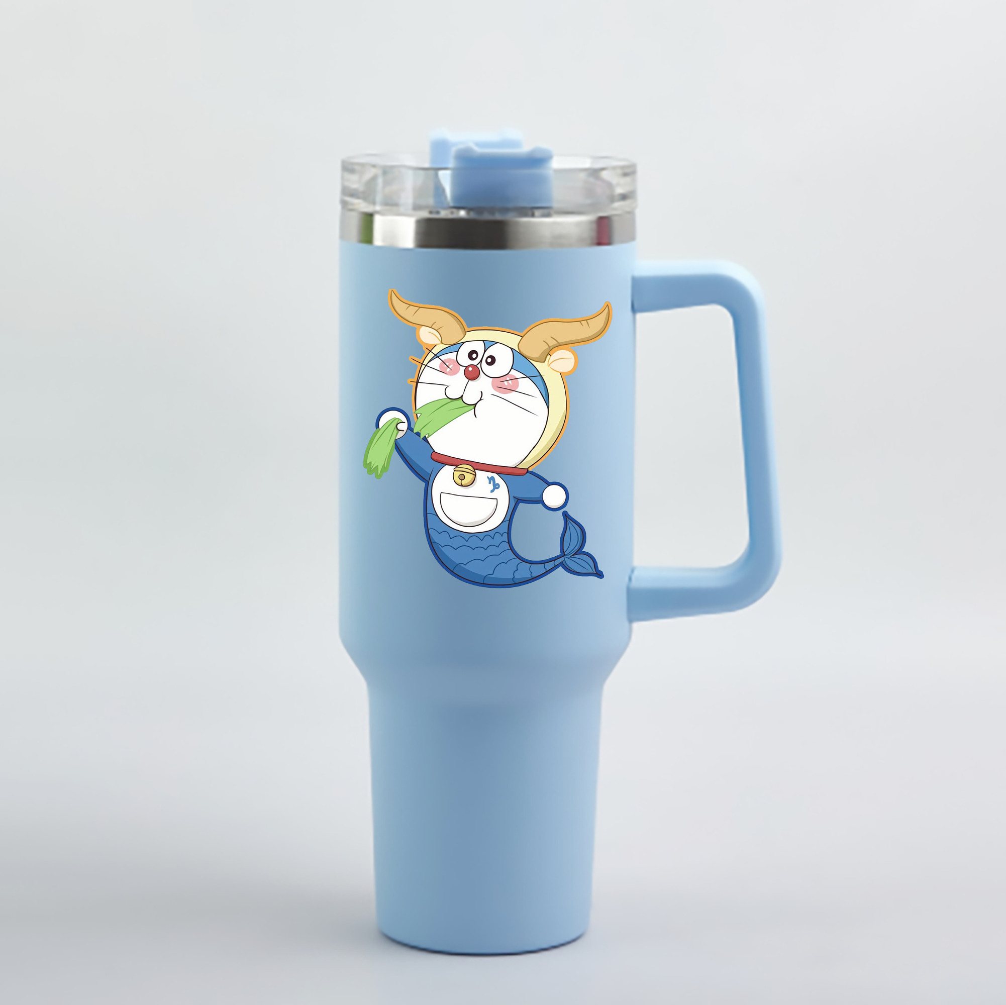 （画像用） ドラえもん Doraemon 1200mL車用タンブラー - クリスタルステッカー（プラスチックストロー付き）
