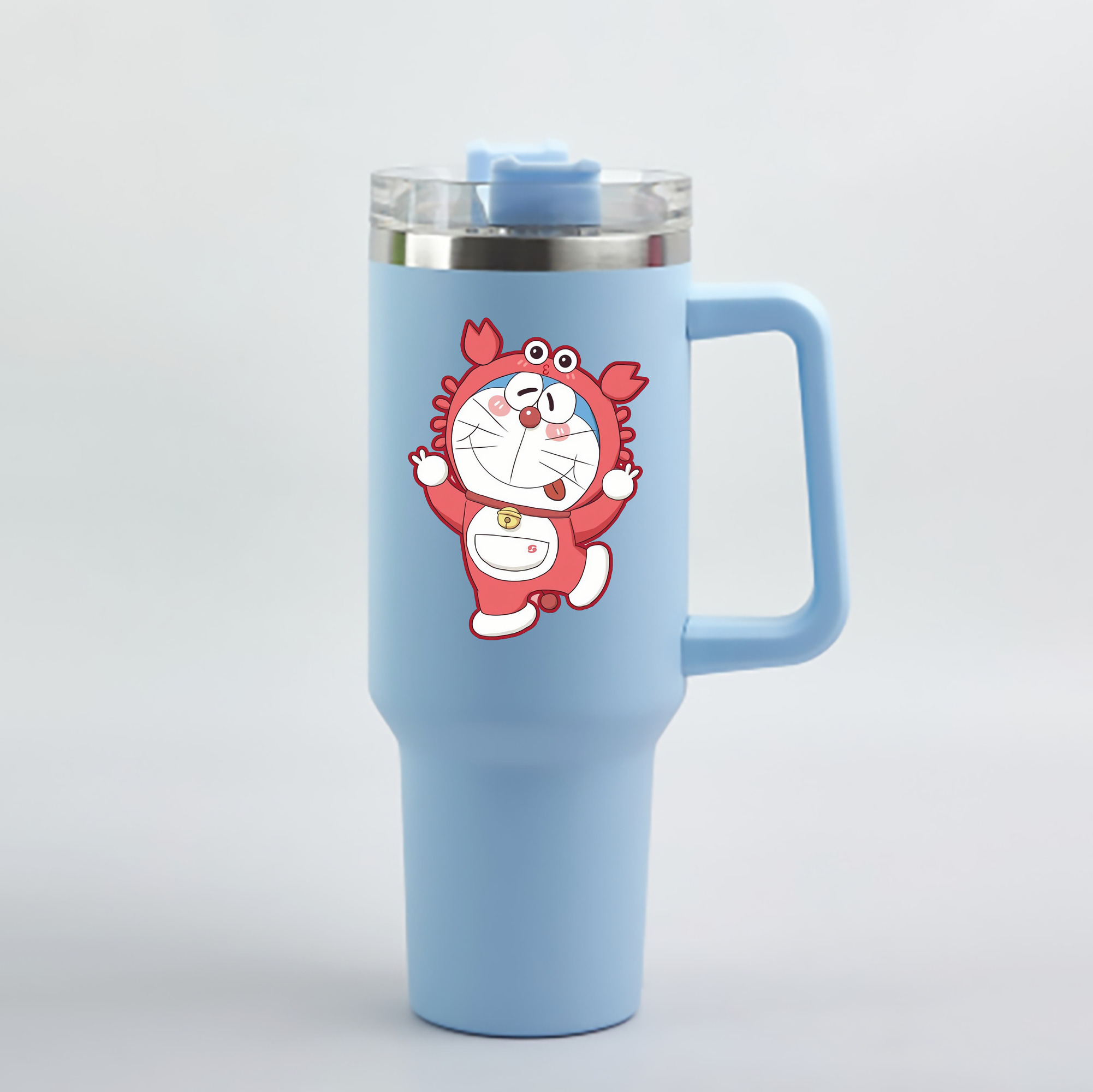 （画像用） ドラえもん Doraemon 1200mL車用タンブラー - クリスタルステッカー（プラスチックストロー付き）