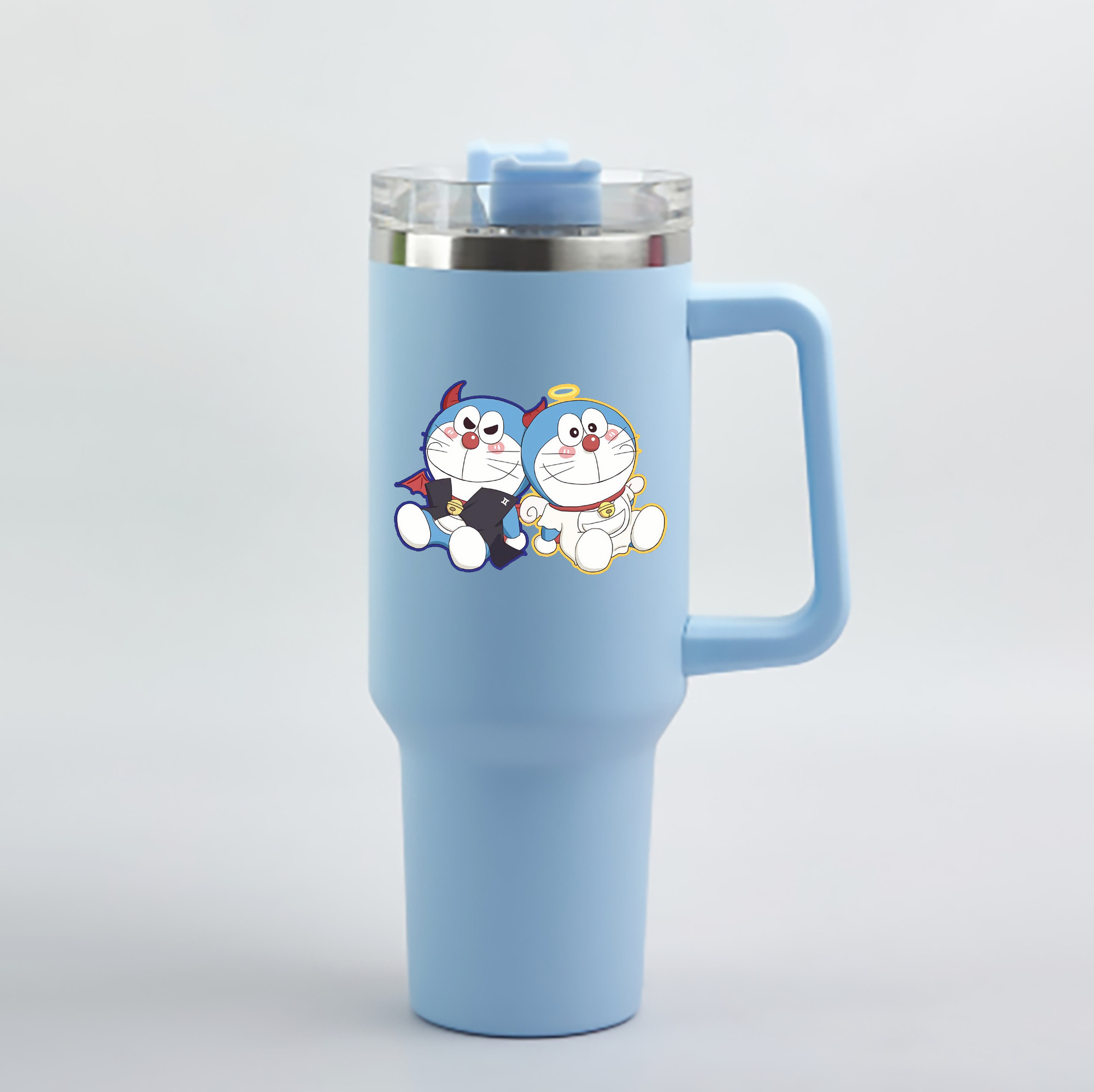 （画像用） ドラえもん Doraemon 1200mL車用タンブラー - クリスタルステッカー（プラスチックストロー付き）