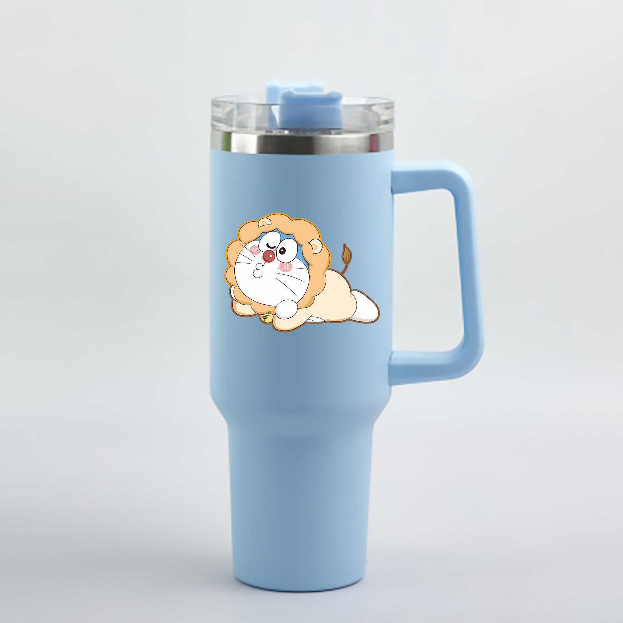 （画像用） ドラえもん Doraemon 1200mL車用タンブラー - クリスタルステッカー（プラスチックストロー付き）