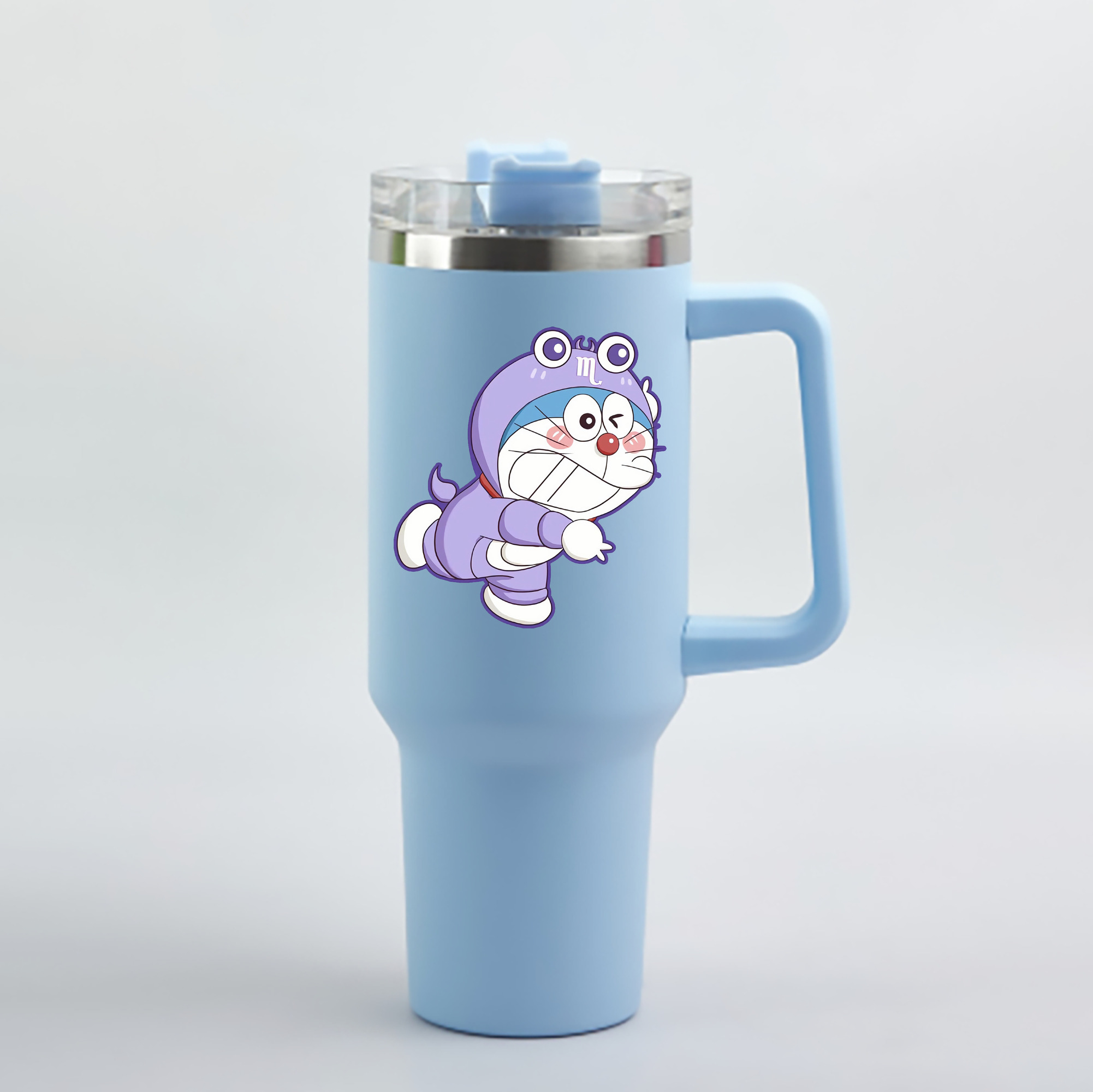 （画像用） ドラえもん Doraemon 1200mL車用タンブラー - クリスタルステッカー（プラスチックストロー付き）