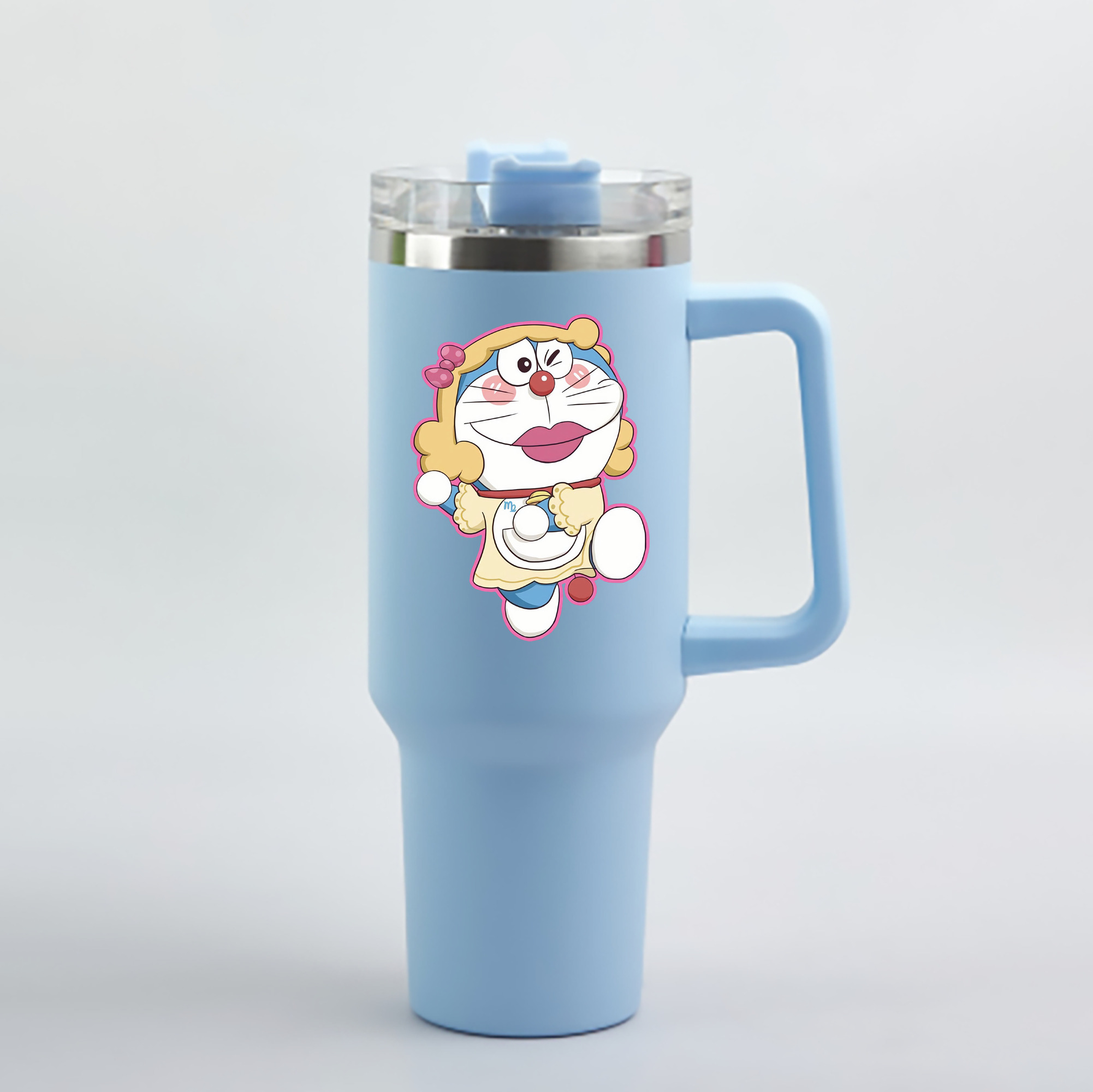 （画像用） ドラえもん Doraemon 1200mL車用タンブラー - クリスタルステッカー（プラスチックストロー付き）