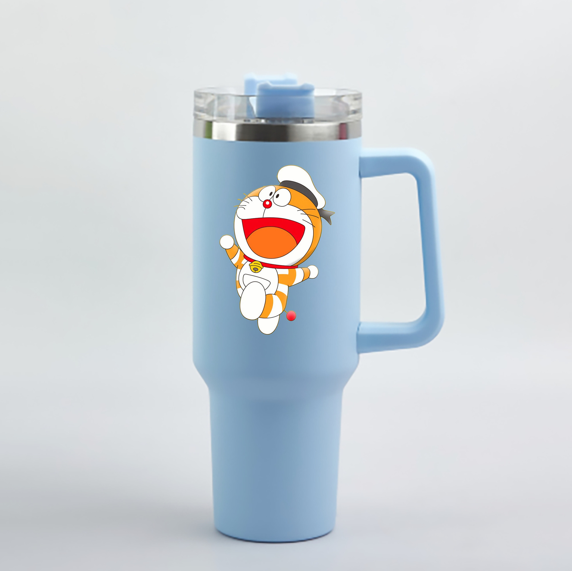 （画像用） ドラえもん Doraemon 1200mL車用タンブラー - クリスタルステッカー（プラスチックストロー付き）