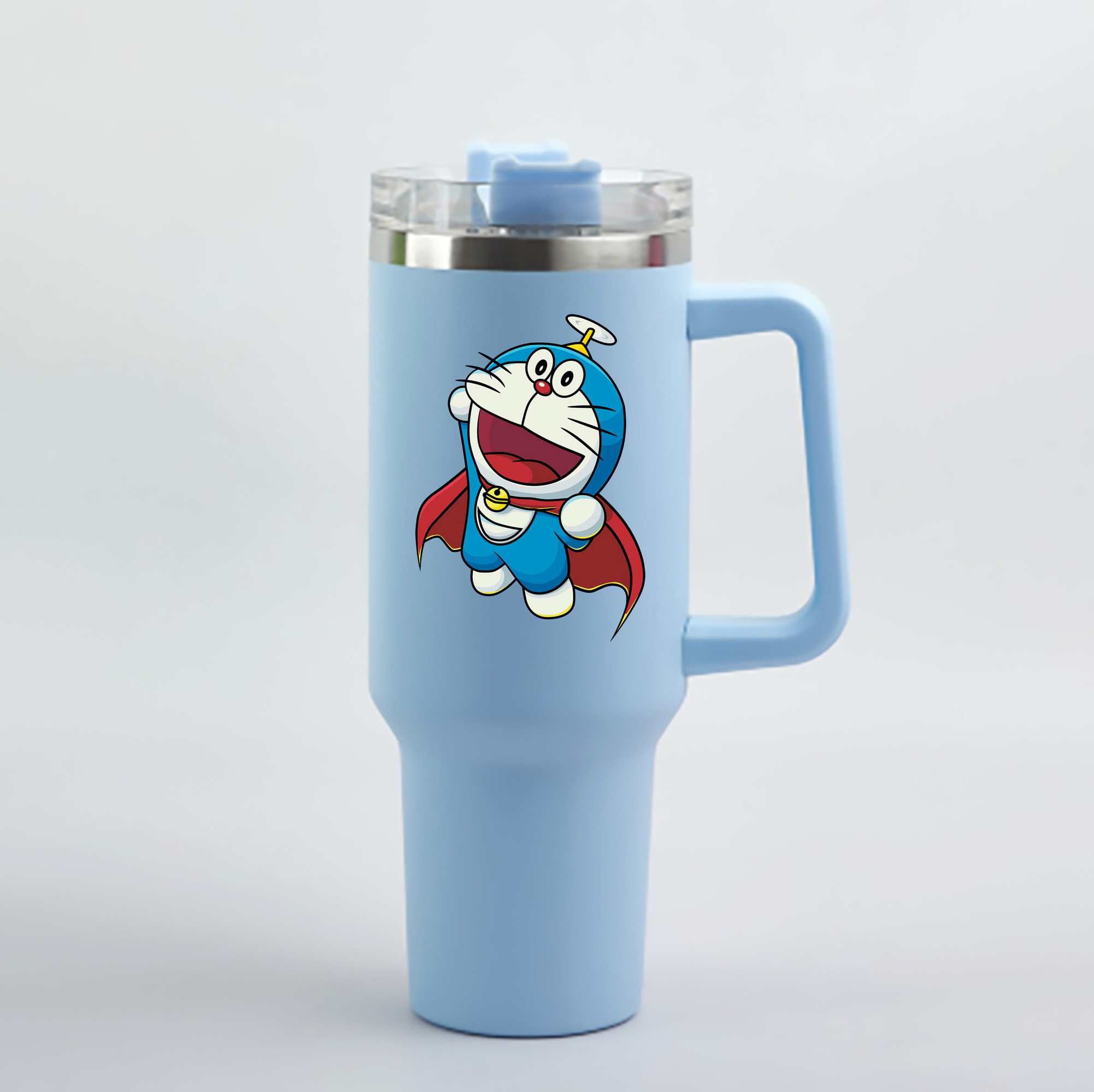 （画像用） ドラえもん Doraemon 1200mL車用タンブラー - クリスタルステッカー（プラスチックストロー付き）