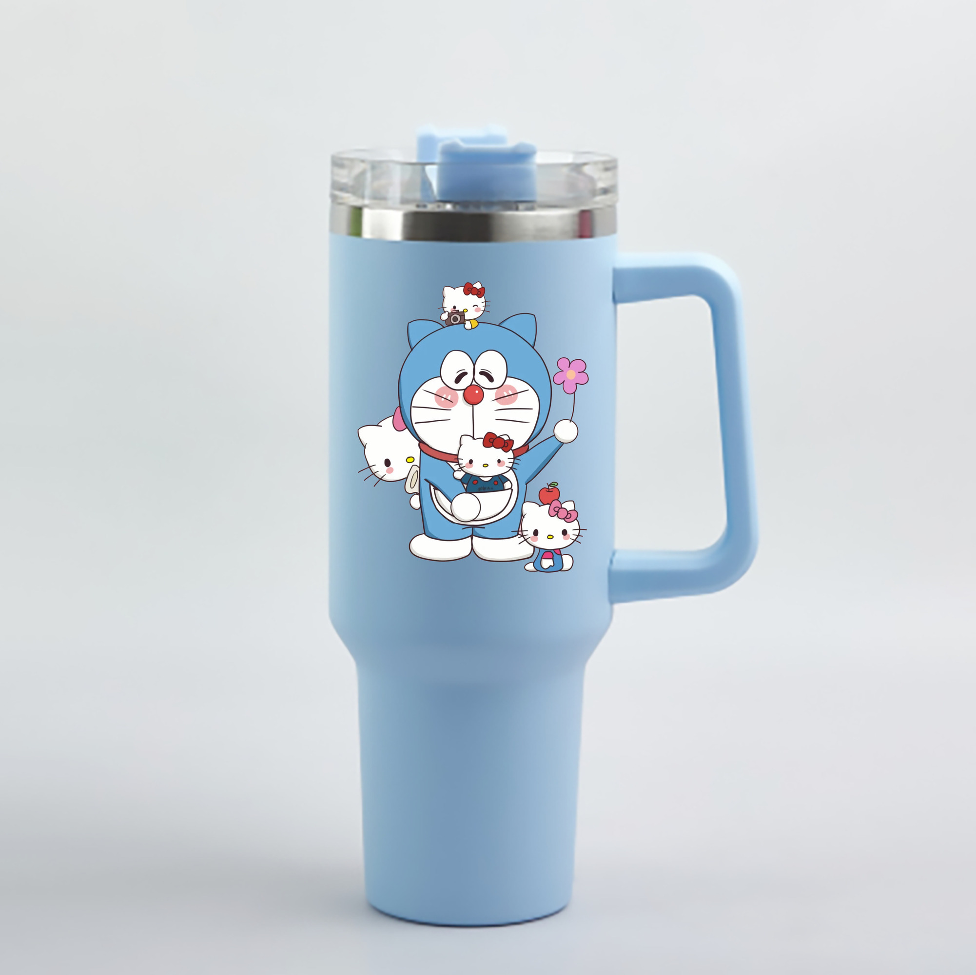 （画像用） ドラえもん Doraemon 1200mL車用タンブラー - クリスタルステッカー（プラスチックストロー付き）