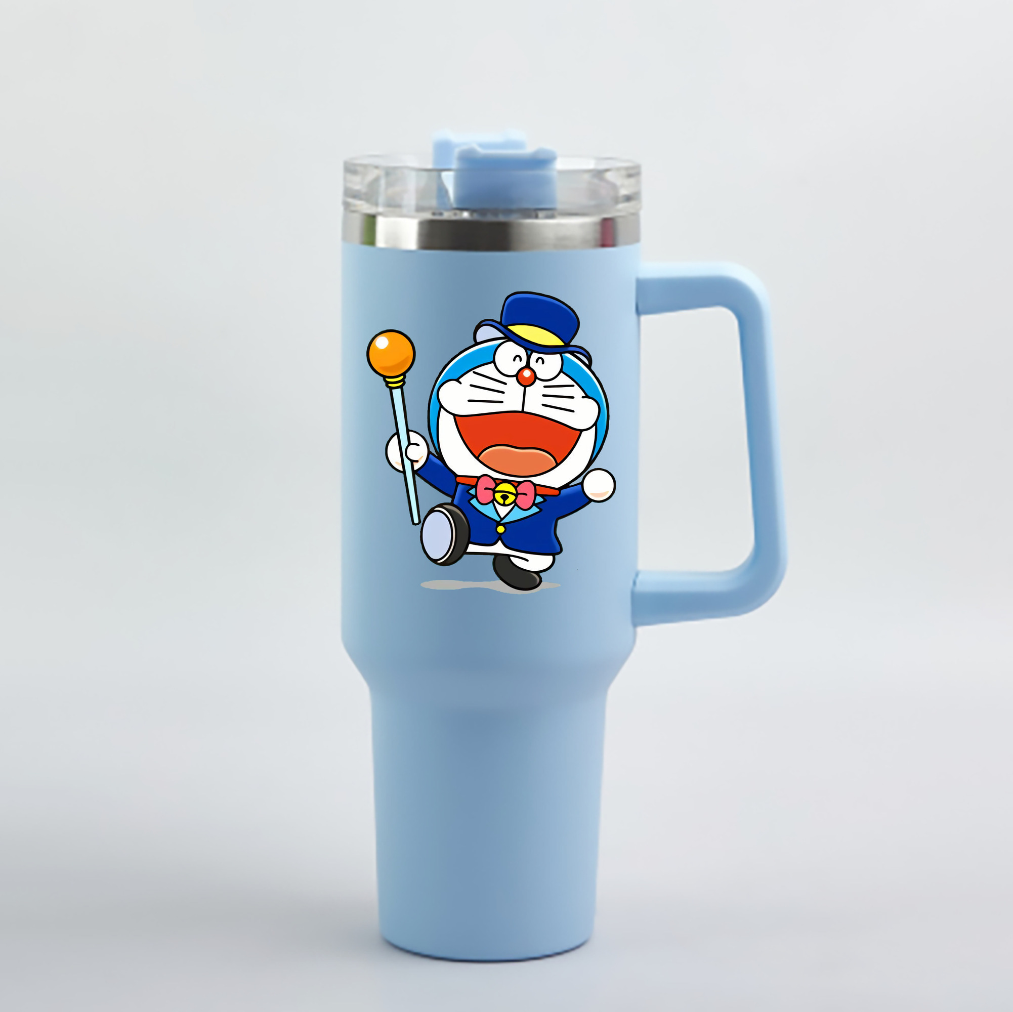 （画像用） ドラえもん Doraemon 1200mL車用タンブラー - クリスタルステッカー（プラスチックストロー付き）