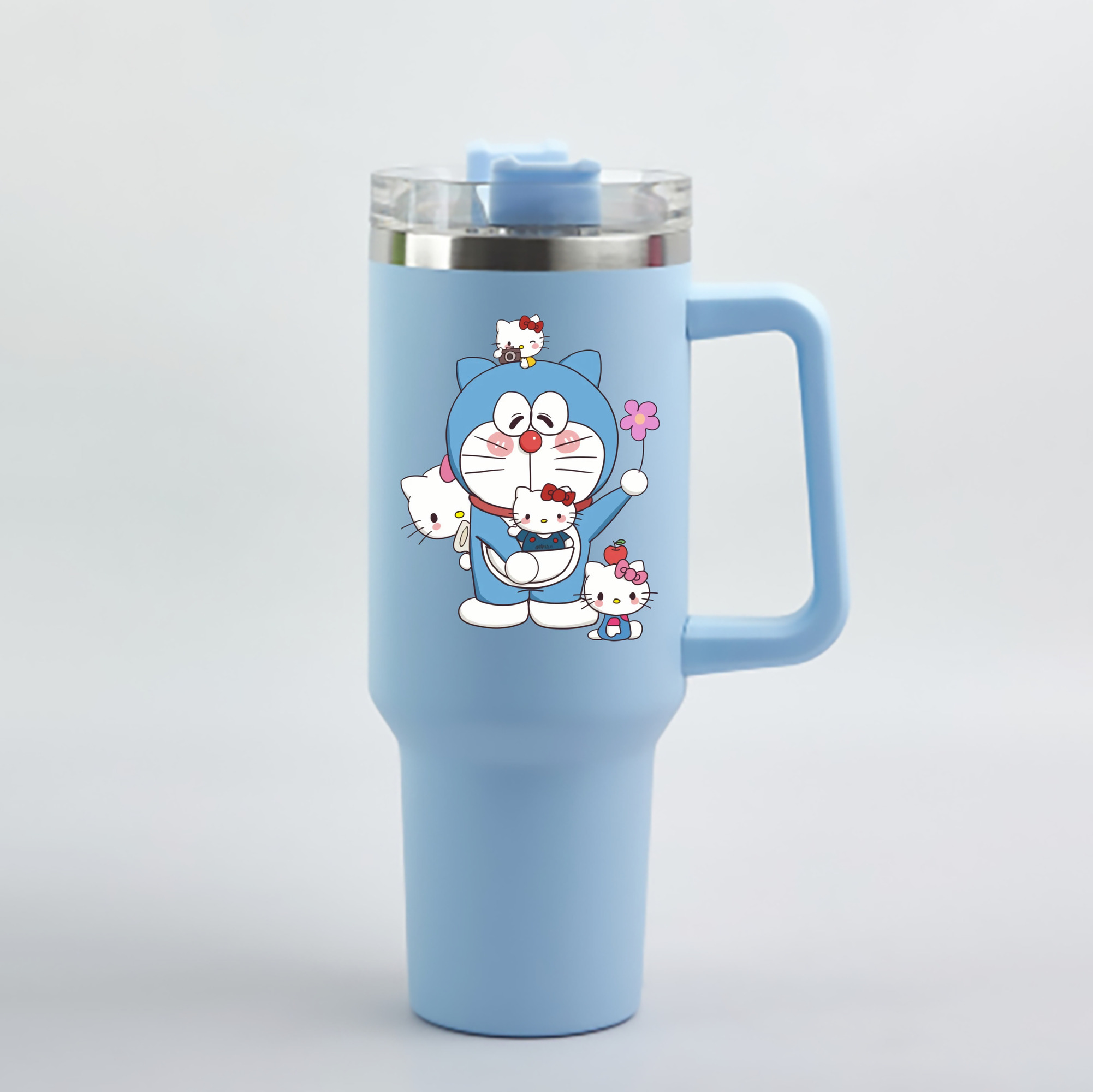 （画像用） ドラえもん Doraemon 1200mL車用タンブラー - クリスタルステッカー（プラスチックストロー付き）