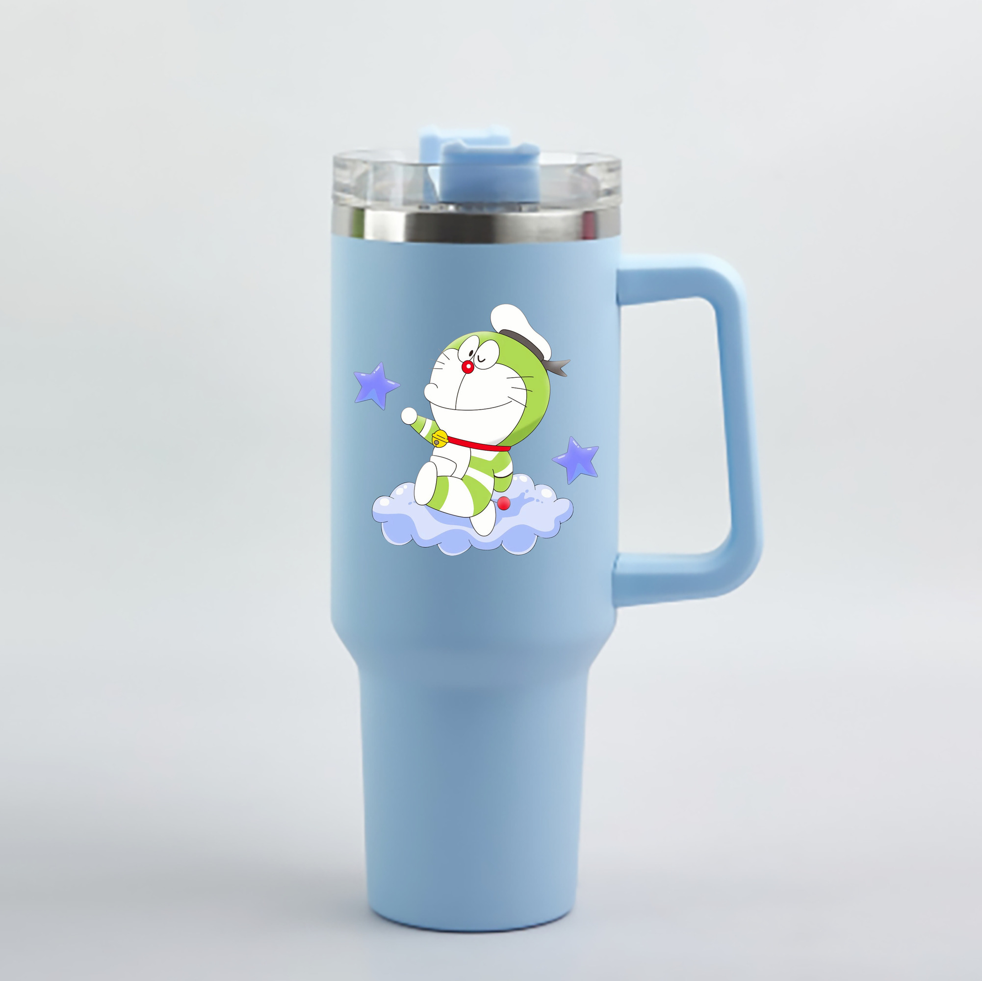 （画像用） ドラえもん Doraemon 1200mL車用タンブラー - クリスタルステッカー（プラスチックストロー付き）