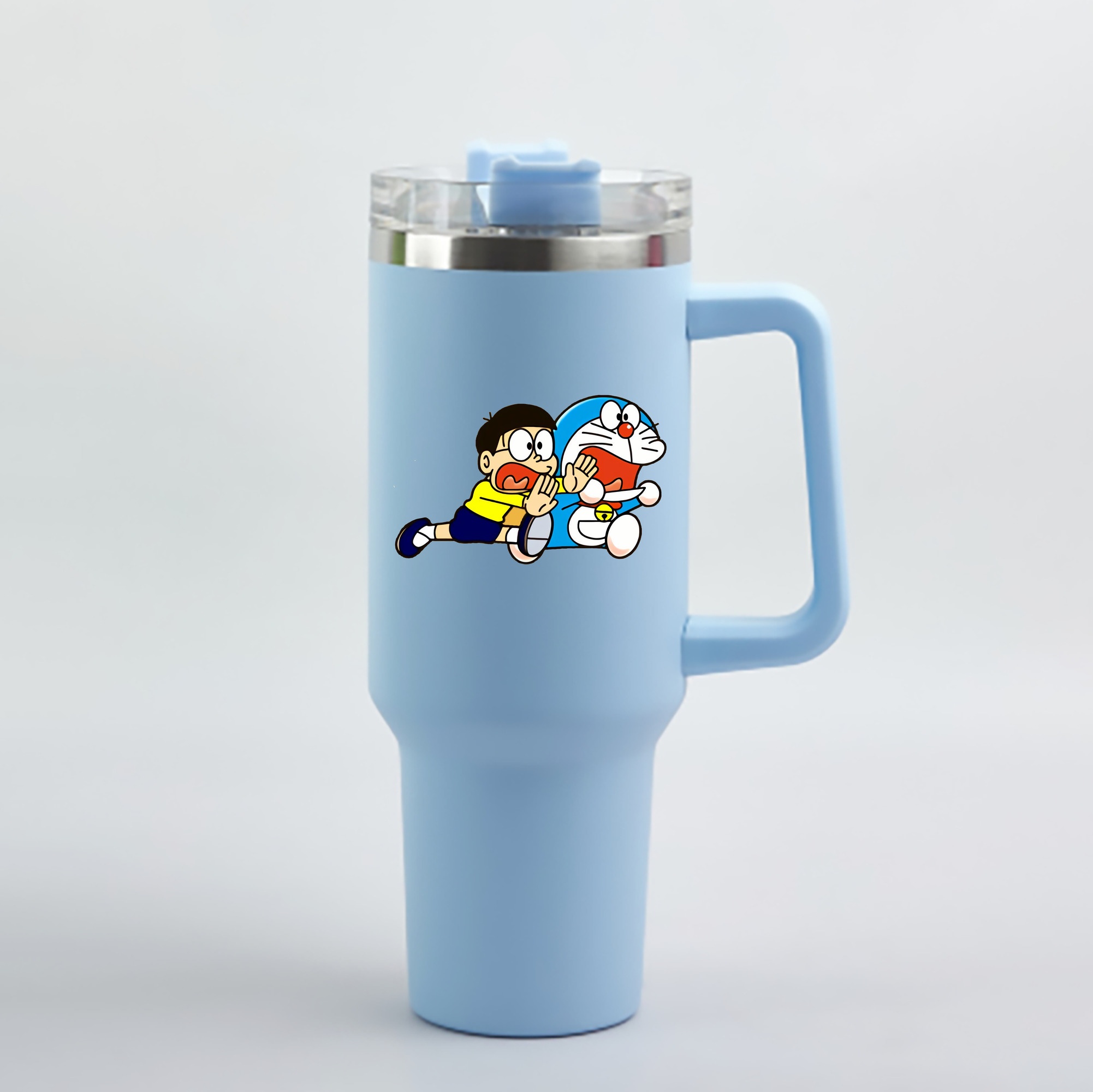 （画像用） ドラえもん Doraemon 1200mL車用タンブラー - クリスタルステッカー（プラスチックストロー付き）