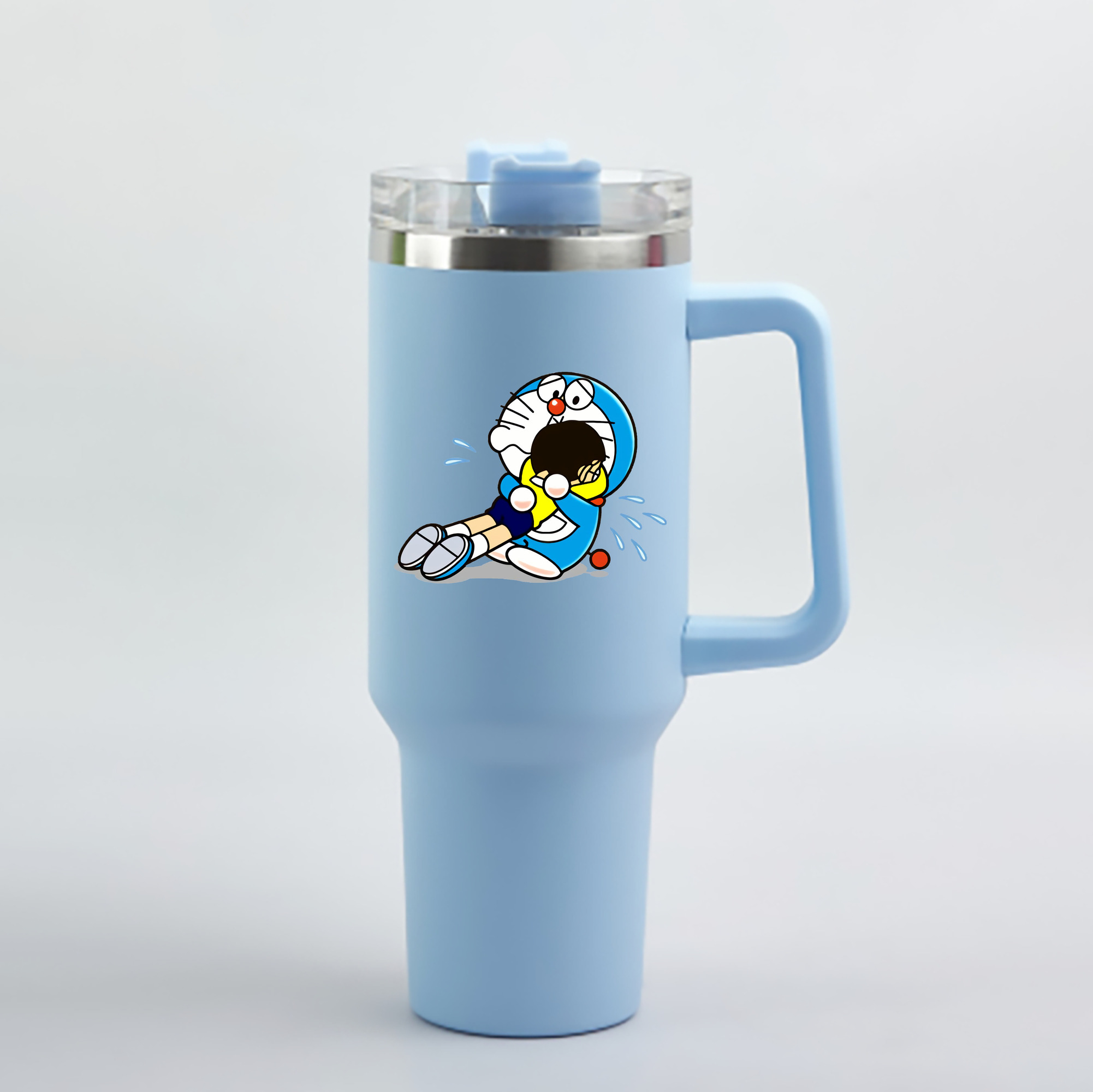（画像用） ドラえもん Doraemon 1200mL車用タンブラー - クリスタルステッカー（プラスチックストロー付き）