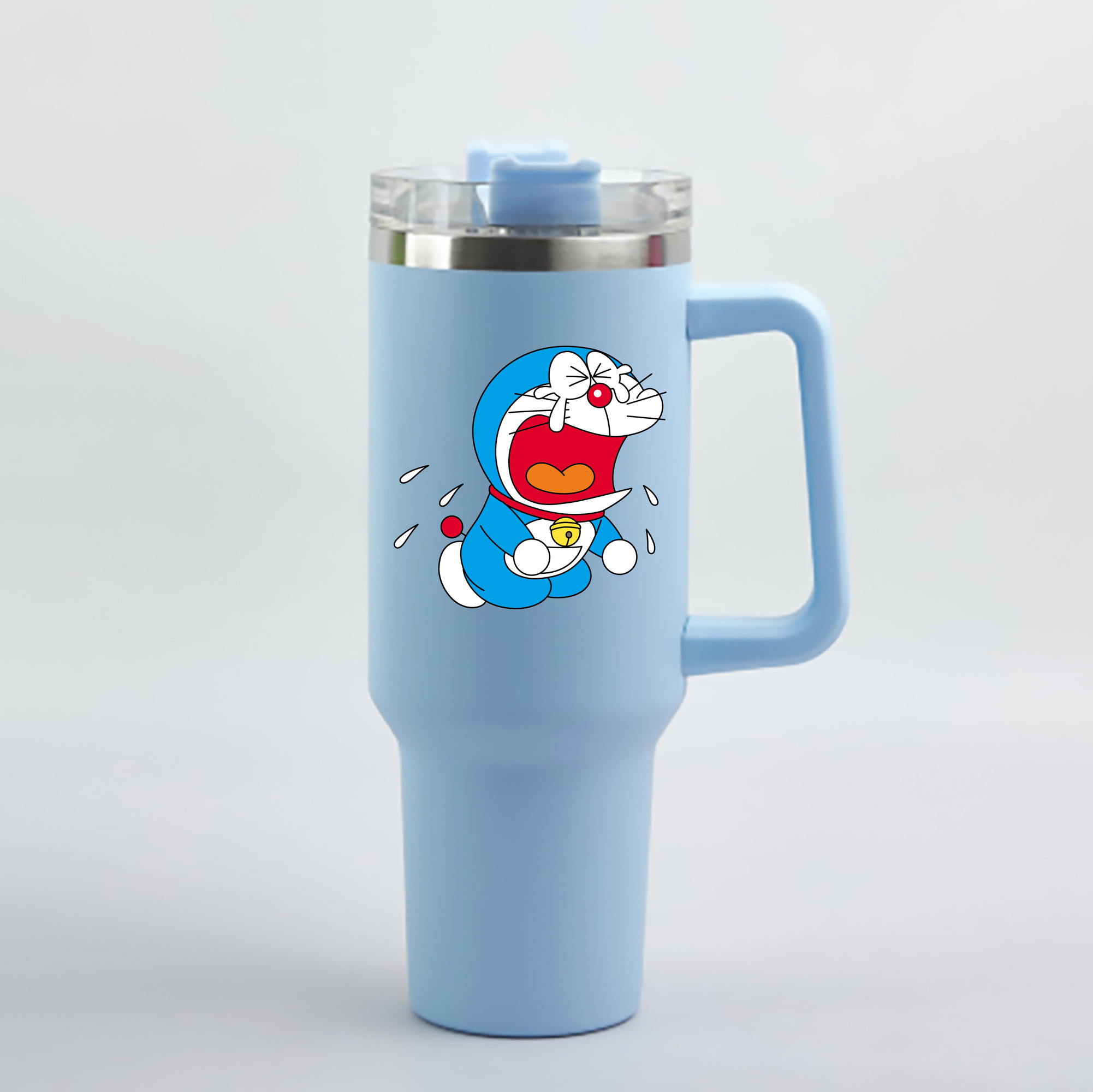 （画像用） ドラえもん Doraemon 1200mL車用タンブラー - クリスタルステッカー（プラスチックストロー付き）